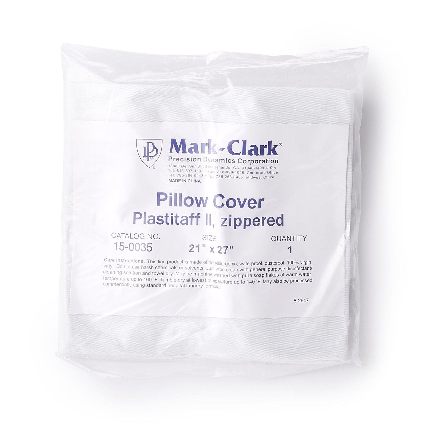 Mark-Clark® White 4 mil Plastistaff Pillow Cover With Zip, 21 x 27 Inch 15035-11-MGD