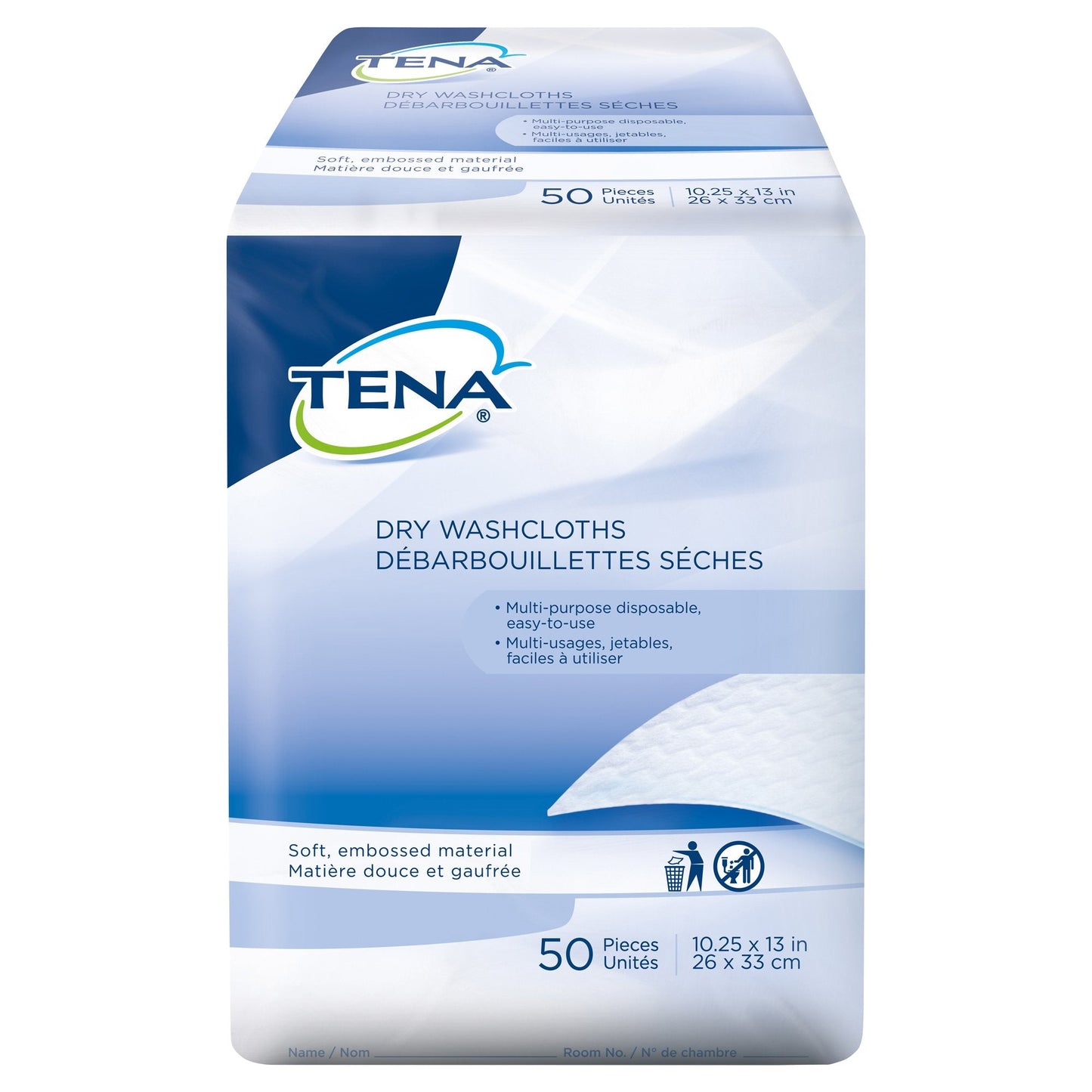 Tena® Dry Disposable Washcloths, 10.25 x 13 Inch 74499