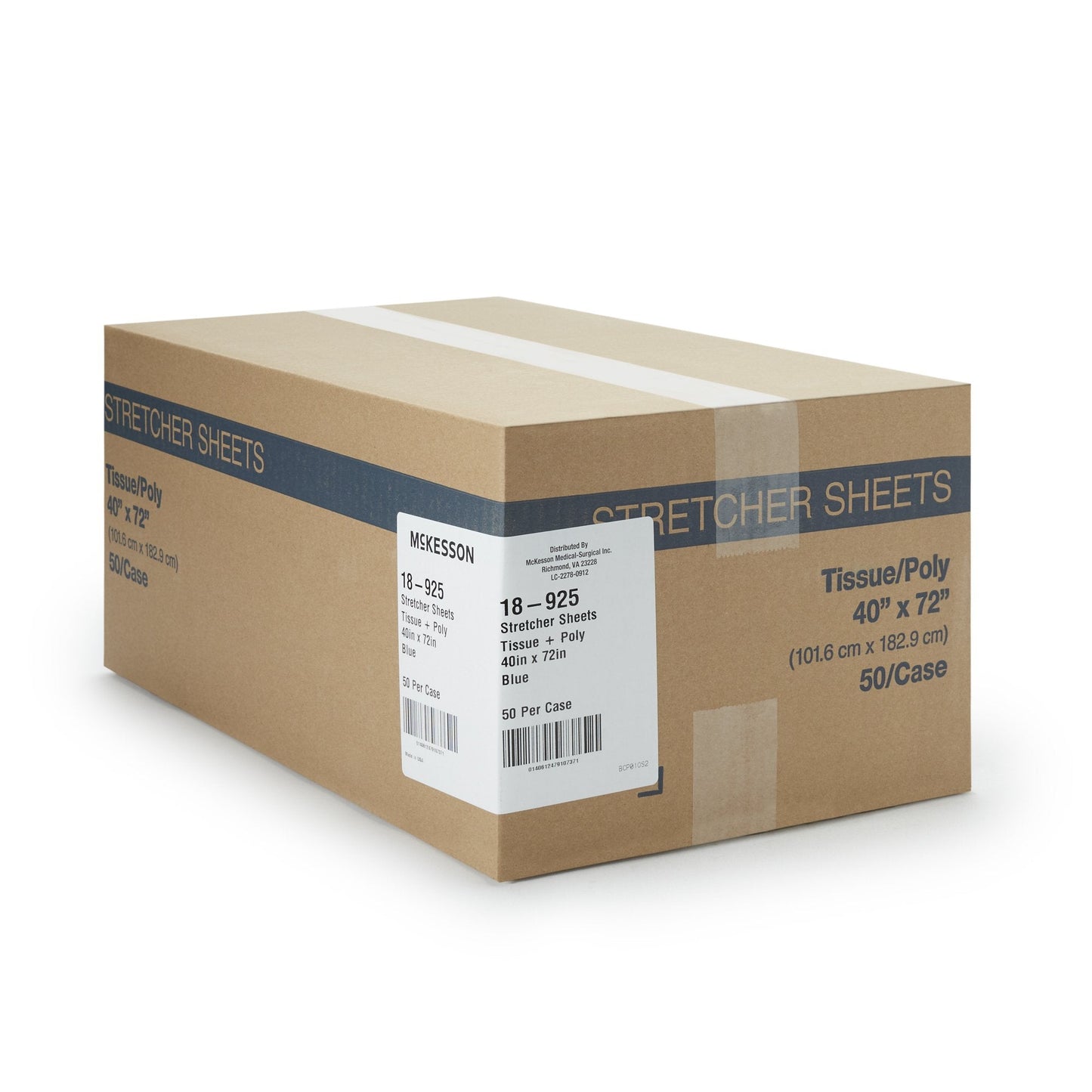 McKesson Blue Flat Stretcher Sheet, 40 x 72 Inch 18-925