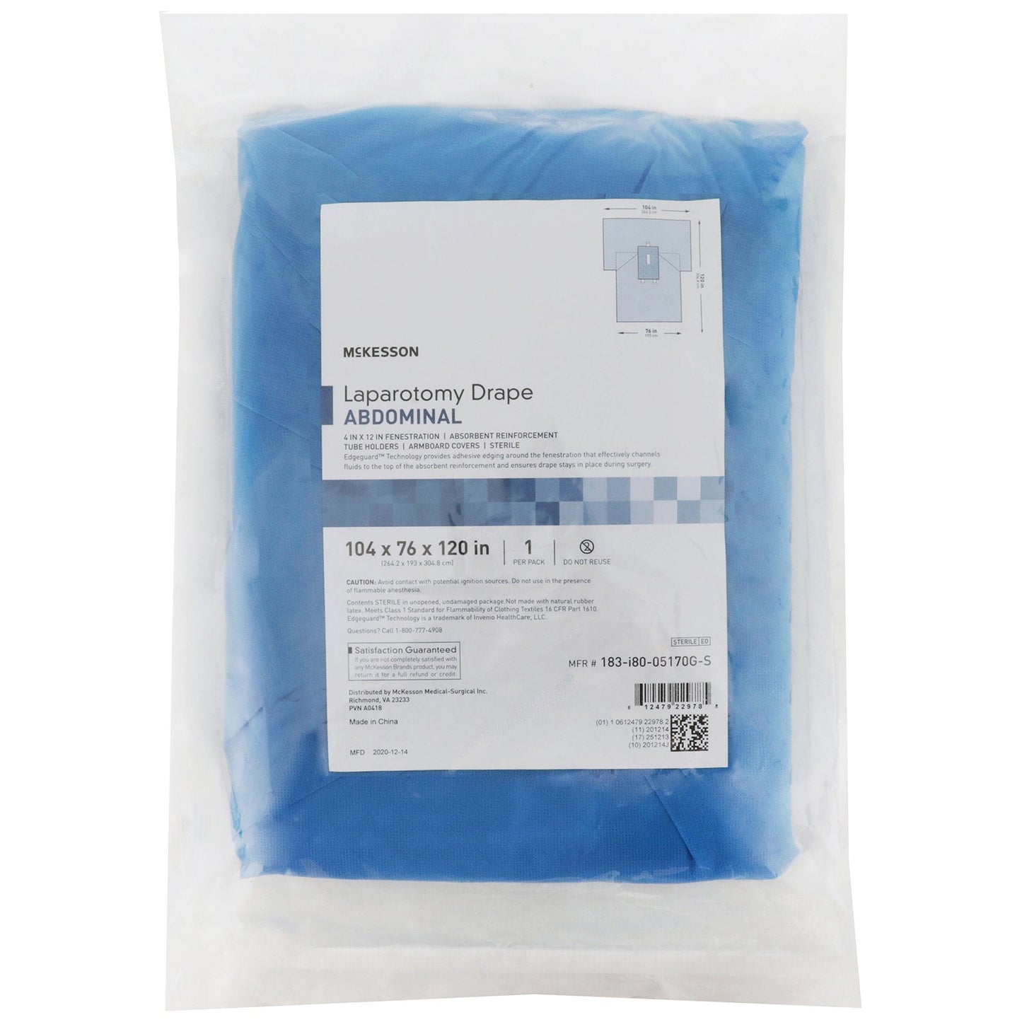 McKesson Sterile Laparotomy Drape, 104 x 76 x 120 Inch 183-I80-05170G-S