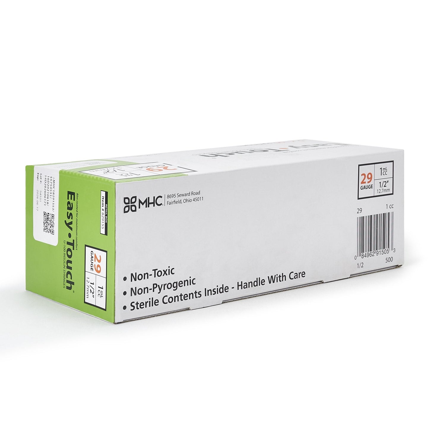 EasyTouch™ Standard Insulin 1cc Syringe with Needle, 29 Gauge, 1/2 Inch Length 829155