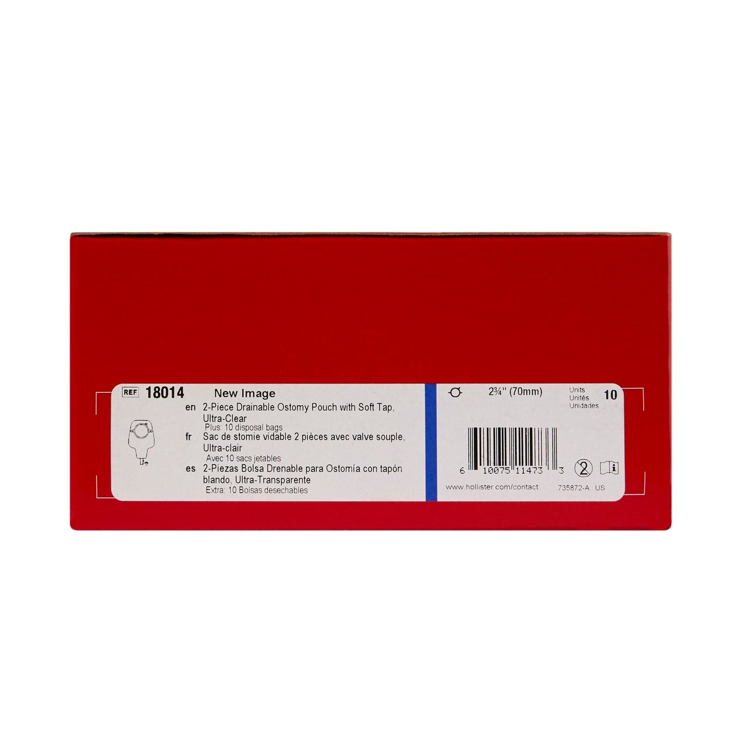 New Image™ Two-Piece Ultra-Clear Ostomy Pouch, Pre-cut to Fit 70 mm Stoma, Blue 18014