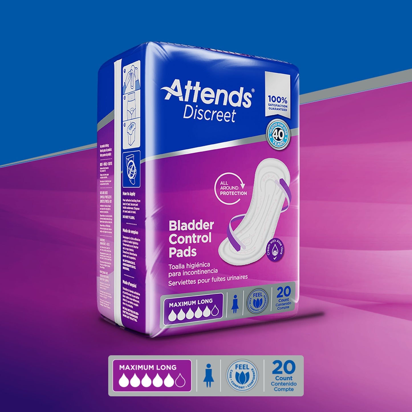Attends® Discreet Women's Maximum Long Bladder Control Pad, 14½-Inch Length ADPMAL