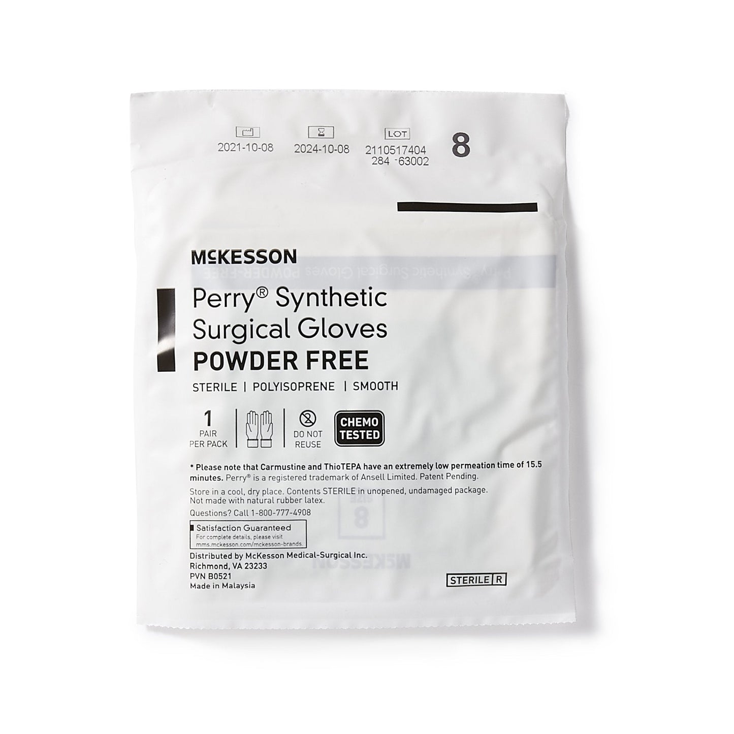 McKesson Perry® Performance Plus Polyisoprene Surgical Glove, Size 8, Green 20-2080N
