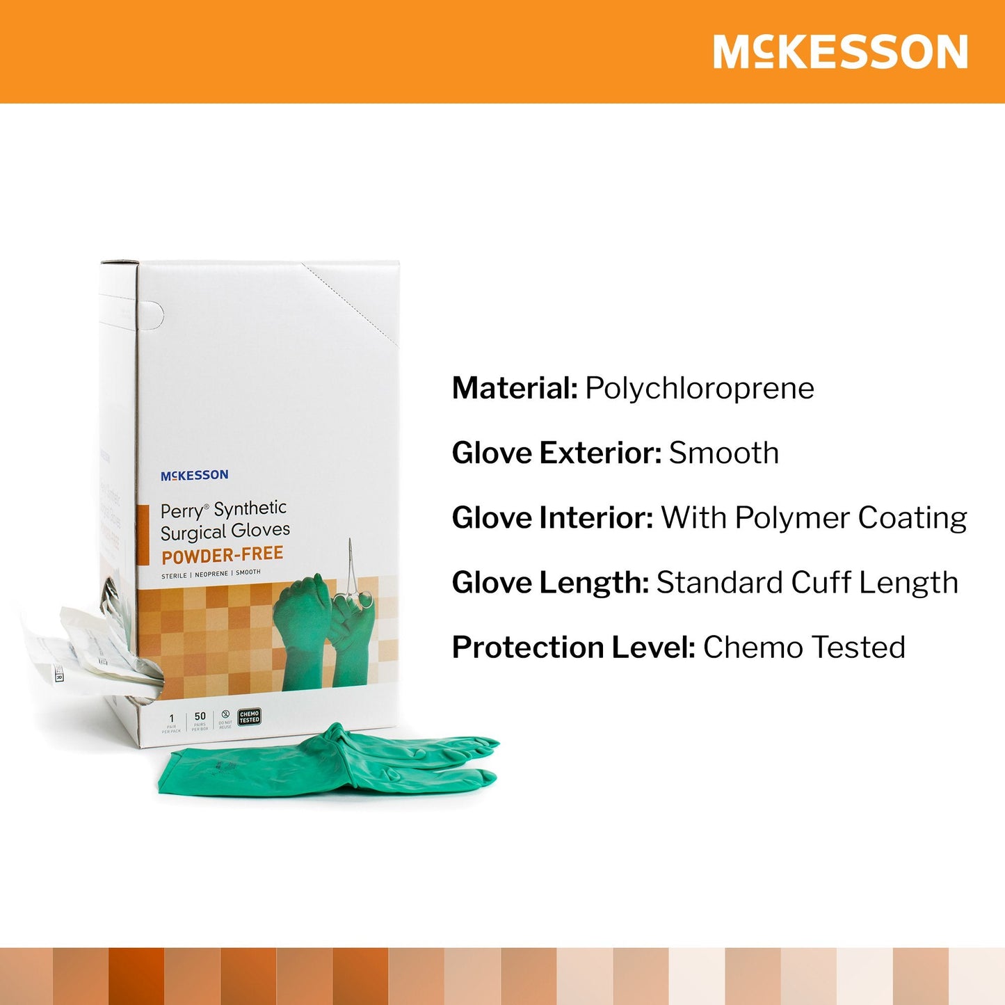 McKesson Perry® Performance Plus Polychloroprene Surgical Glove, Size 6.5, Green 20-2565N