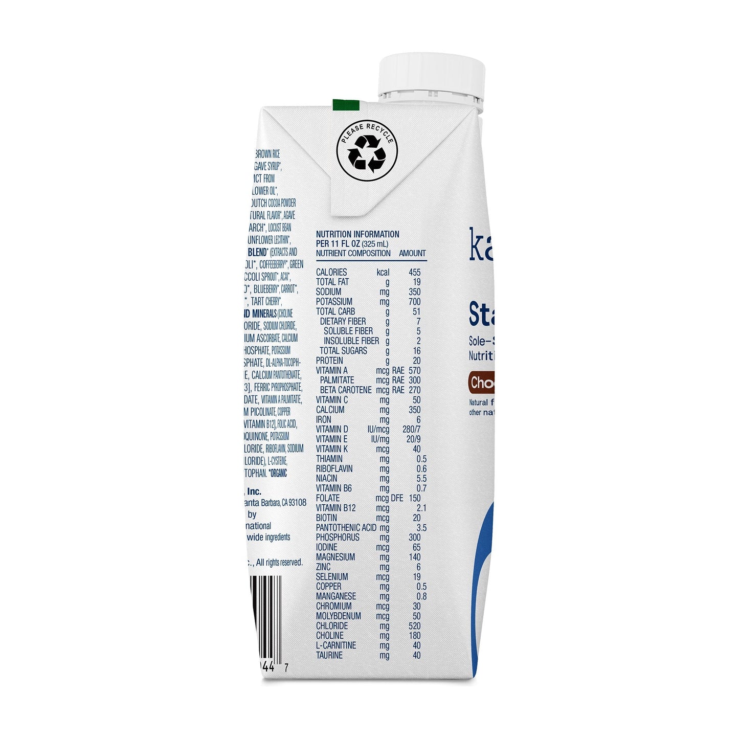 Kate Farms® Standard 1.4 Chocolate Sole-Source Nutrition Formula, 11-oz. carton 811112030454