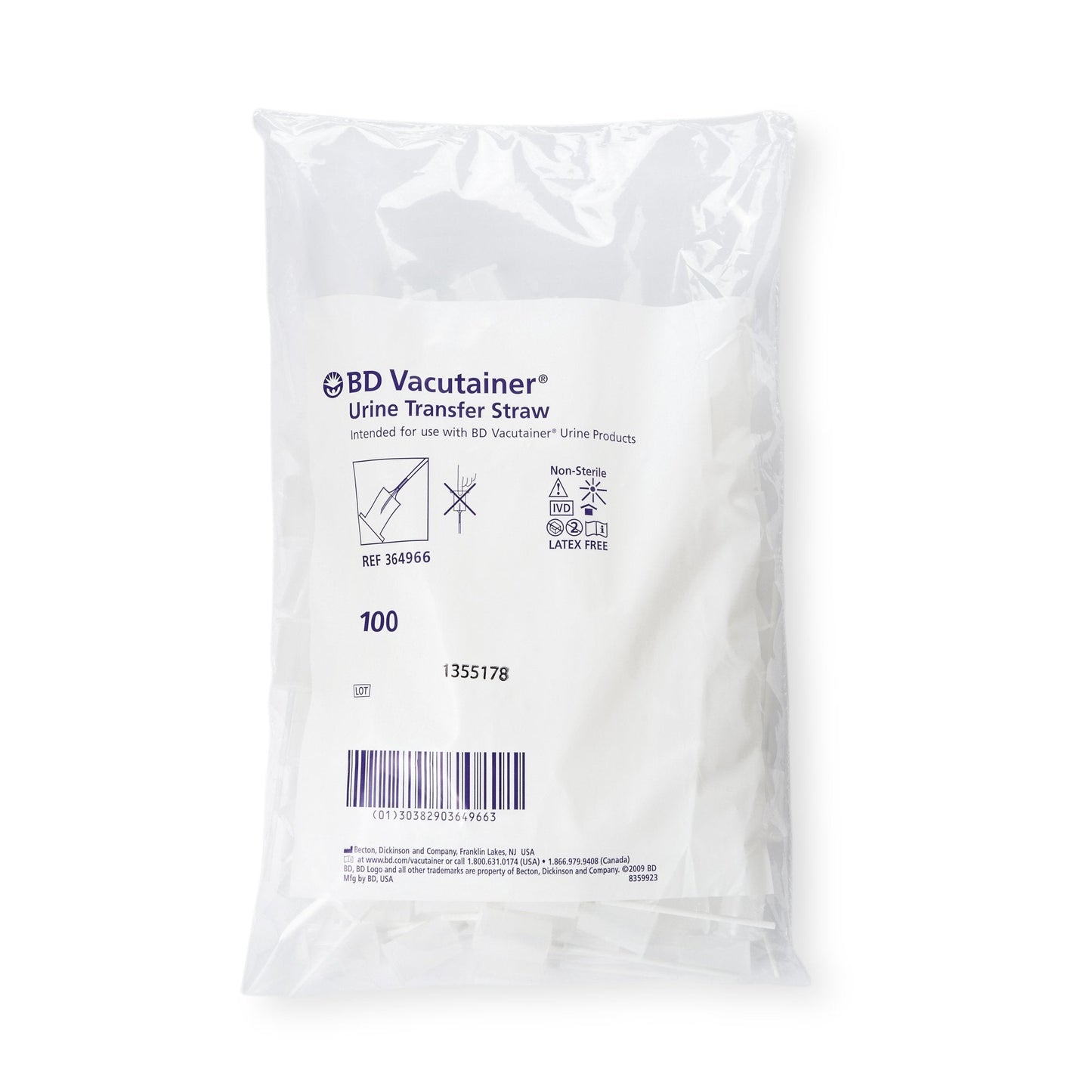 Urine Transfer Straw Vacutainer® For BD Vacutainer® Urine Collection System 364966