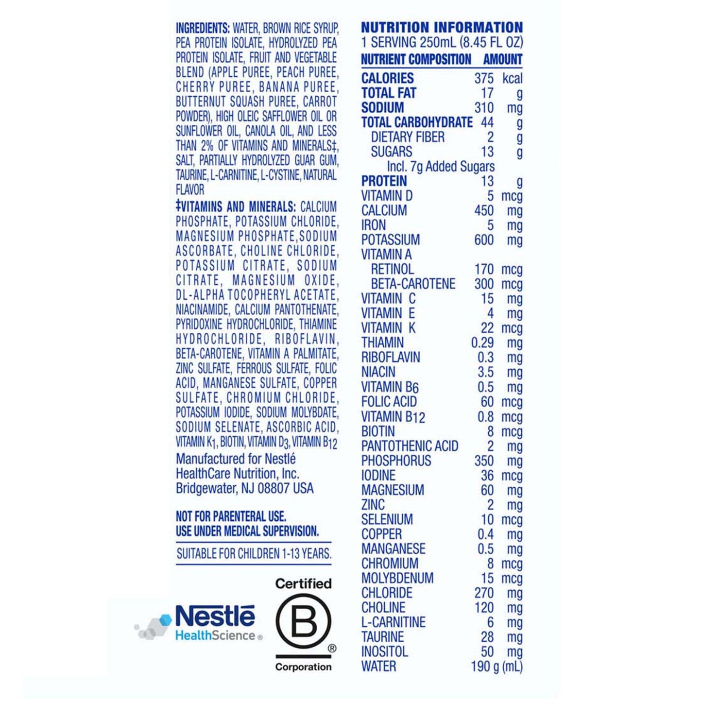 Compleat® Pediatric Original 1.5 Fruit Medley, 8.45-ounce Reclosable Carton 00043900567310
