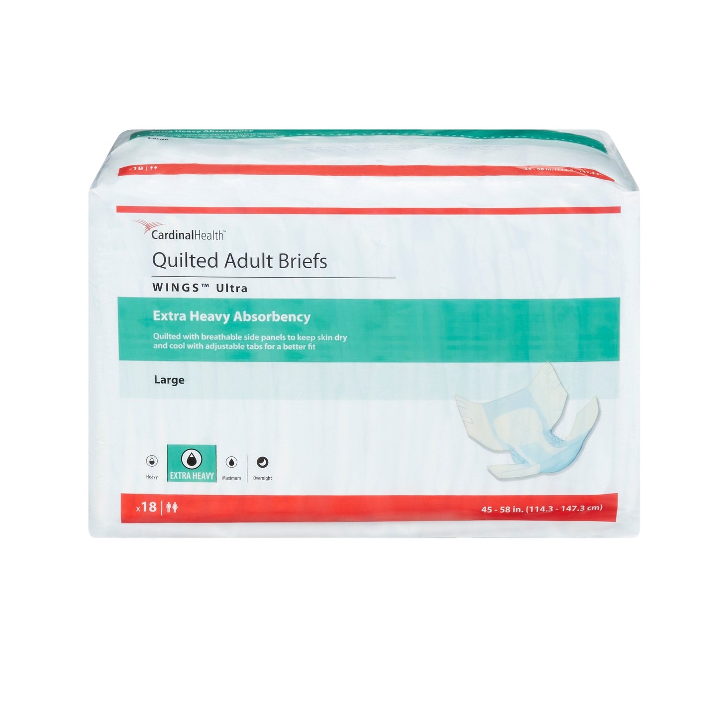 Wings™ Ultra Quilted Extra Heavy Absorbency Incontinence Brief, Large 77074