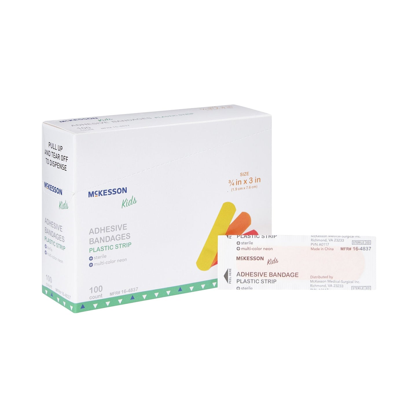 McKesson Kids™ Neon Adhesive Strip, 3/4 x 3 Inch 16-4837