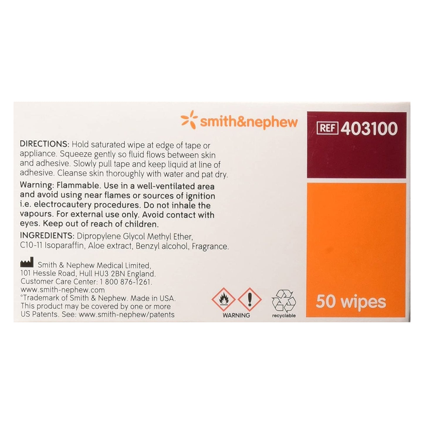 Remove™ Adhesive Remover, 2½ x 2½ Inch Wipe 403100