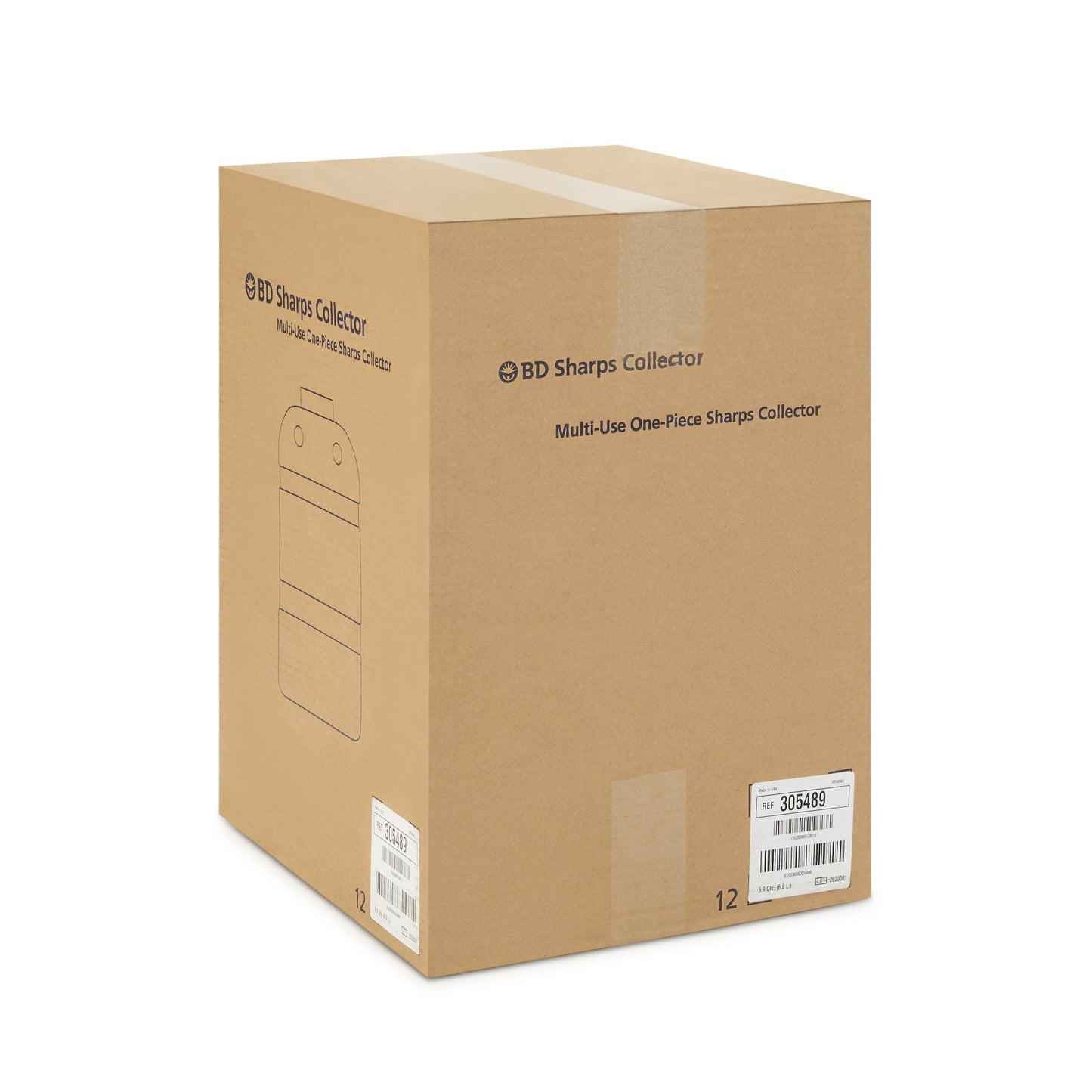 Becton Dickinson Red Sharps Container, 6.9 Quart, 11½ x 8¾ x 5½ Inch 305489