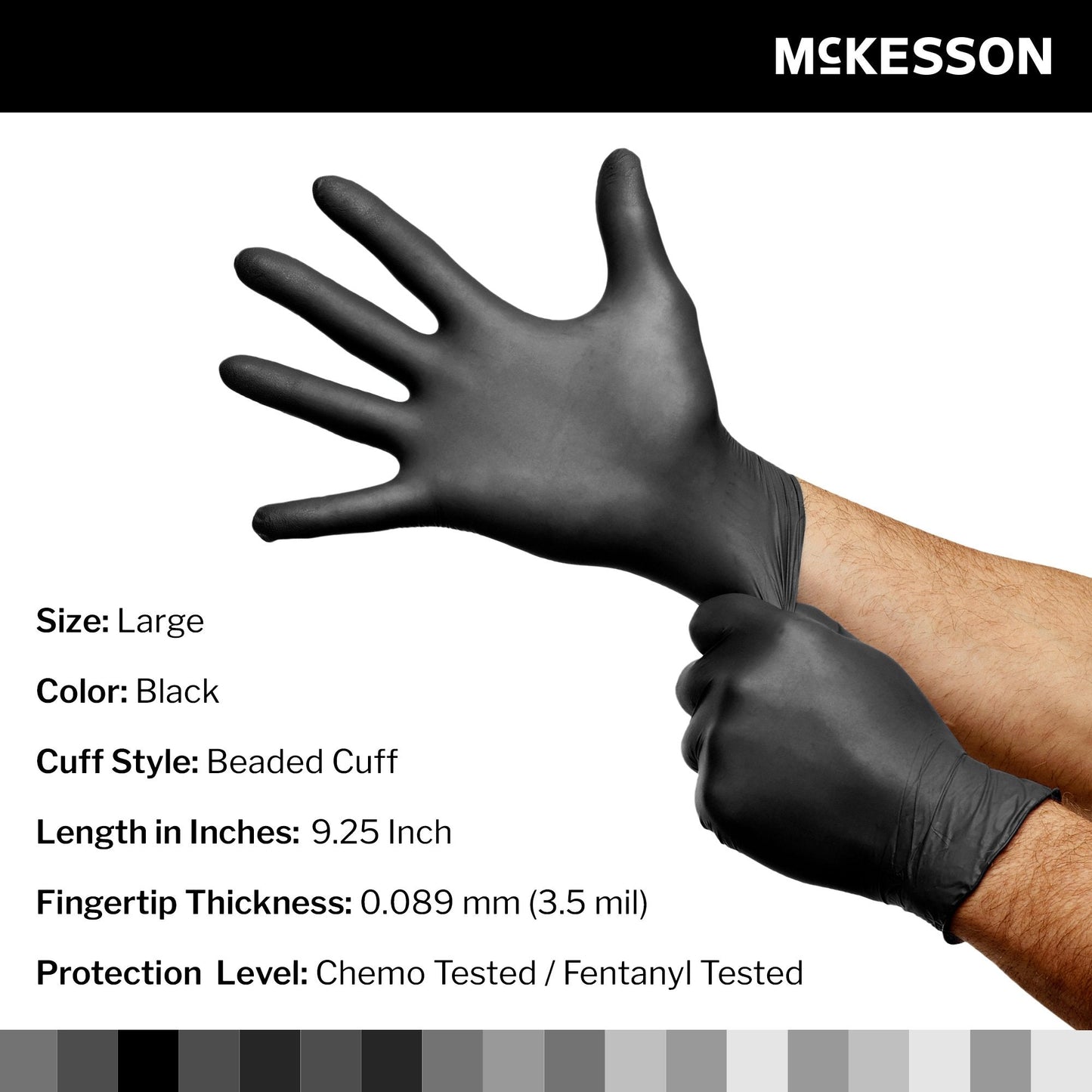 McKesson Confiderm® LDC Nitrile Exam Glove, Large, Black 14-6N56C
