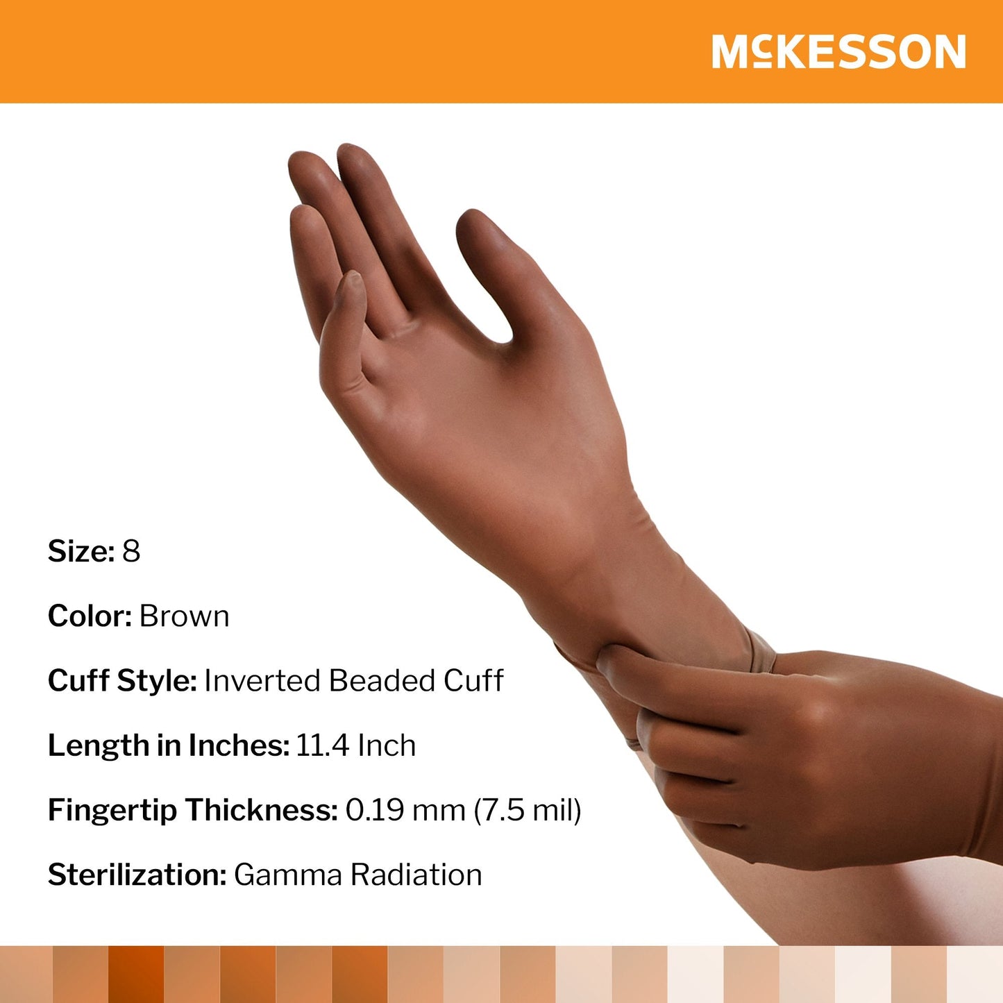 McKesson Perry® Latex Surgical Glove, Size 8, Brown 20-1380N
