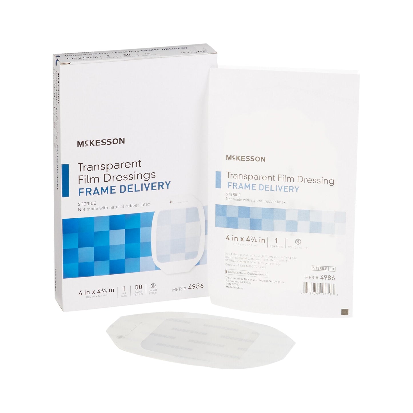 McKesson Octagonal Sterile Dressing with Frame-Style Delivery, 4 x 4-3/4 Inch 4986