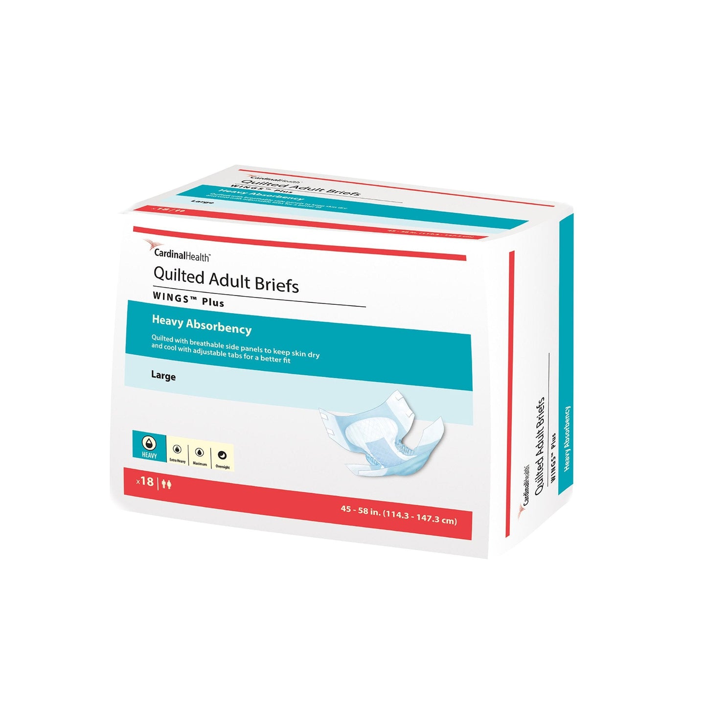 Wings™ Plus Quilted Heavy Absorbency Incontinence Brief, Large 66034