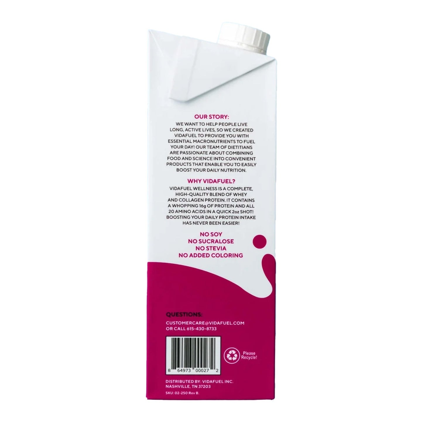 Vidafuel Wellness Protein Drink with Collagen and Whey, Berry Delight Flavor 02-222A
