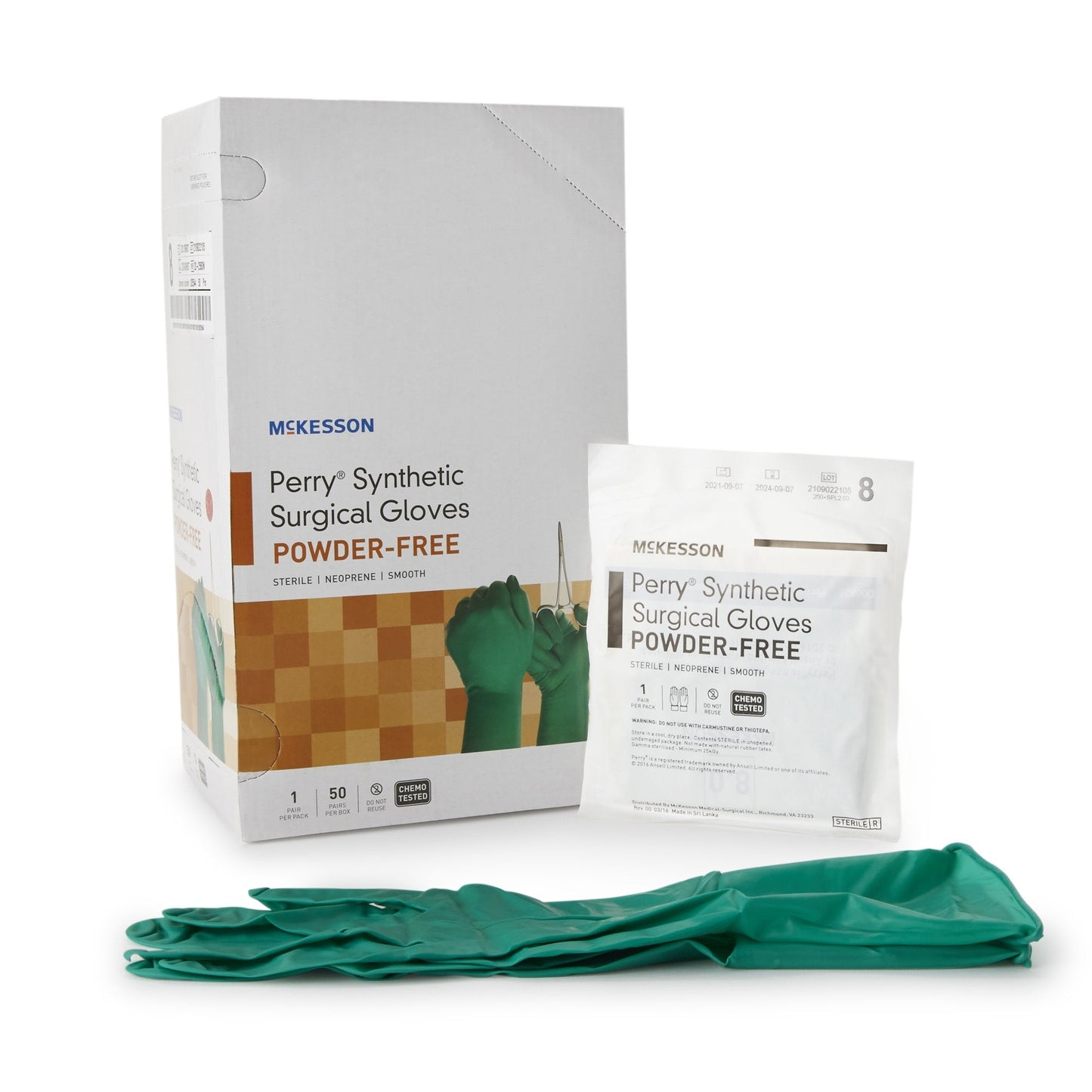 McKesson Perry® Performance Plus Polychloroprene Surgical Glove, Size 8, Green 20-2580N