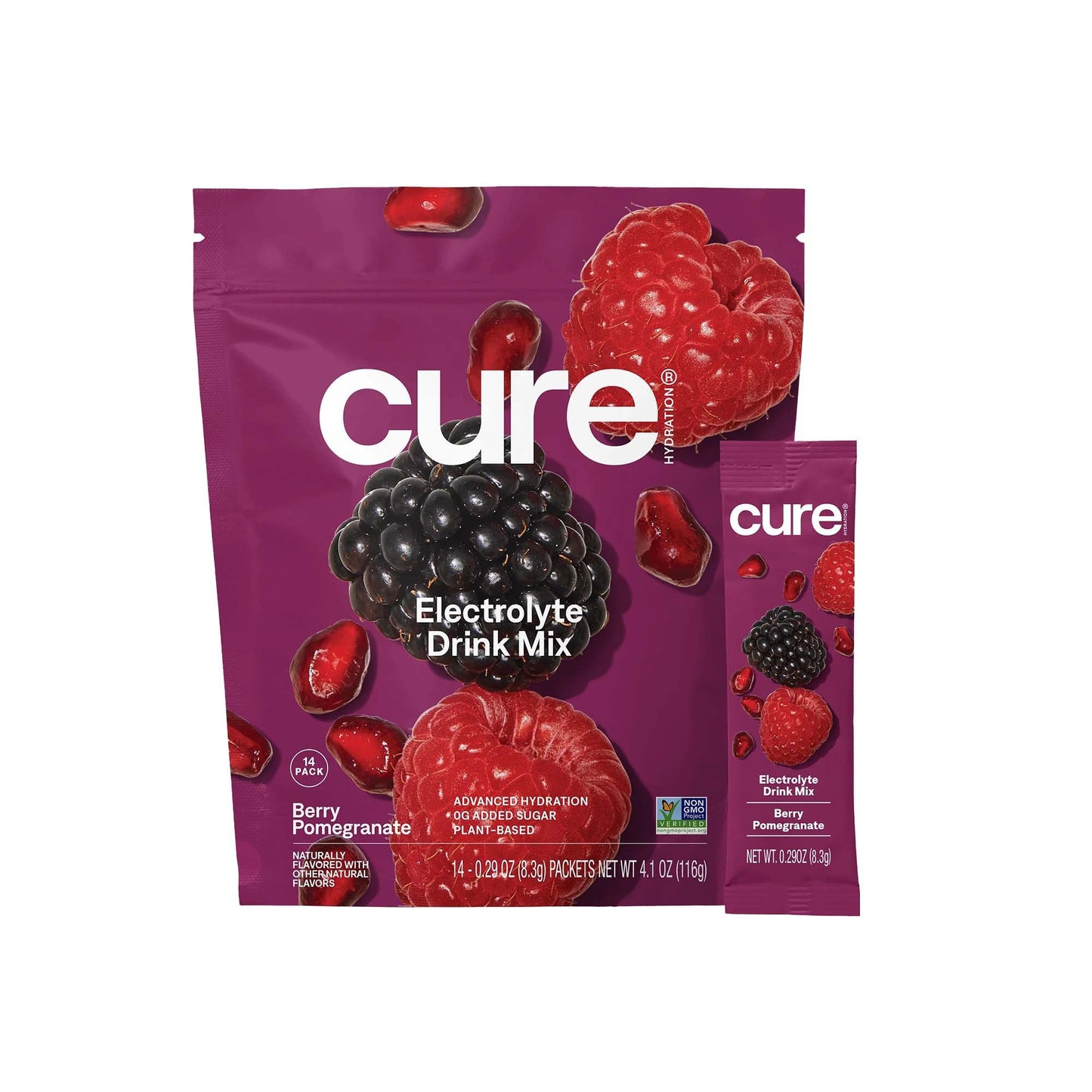Cure Electrolyte Drink Mix made with Coconut Water, Berry, 7.7-gram Packets HM1002