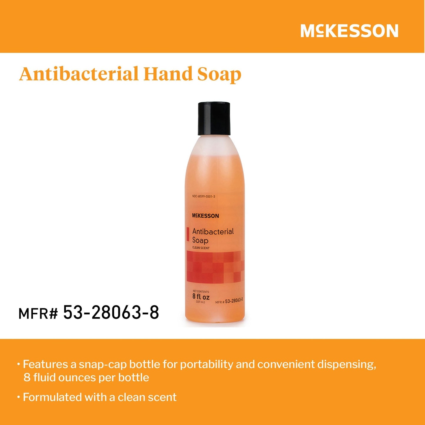 McKesson Clean Scent Antibacterial Soap, 8-ounce bottle 53-28063-8