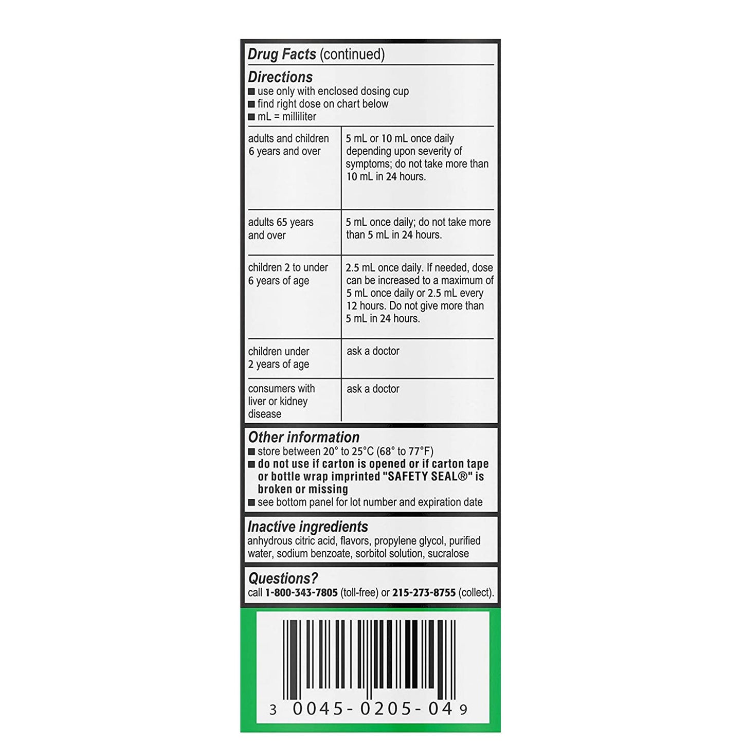Children's Zyrtec Cetirizine Allergy Relief 50580072105