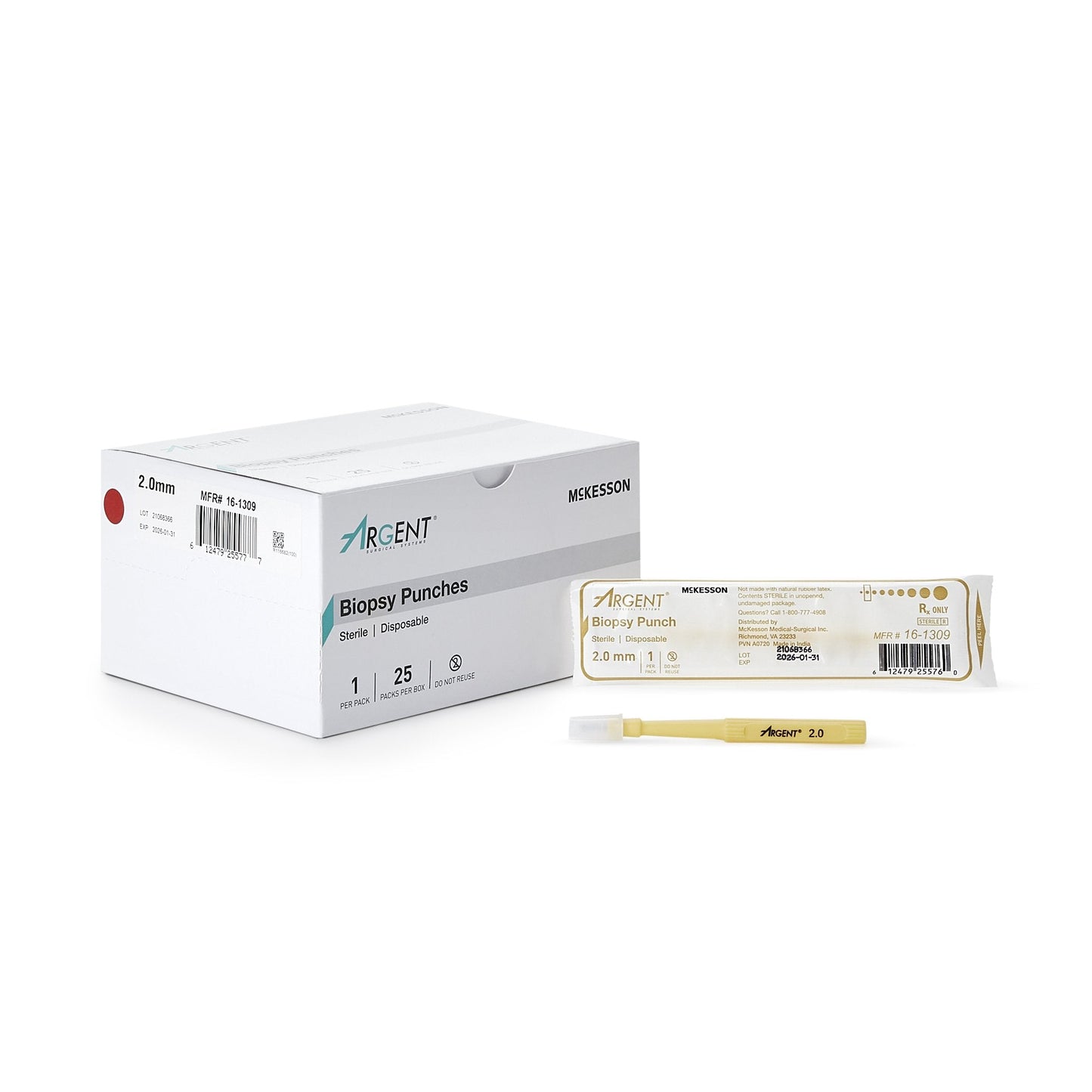 McKesson Argent™ Disposable Biopsy Punches, 2.0 mm 16-1309