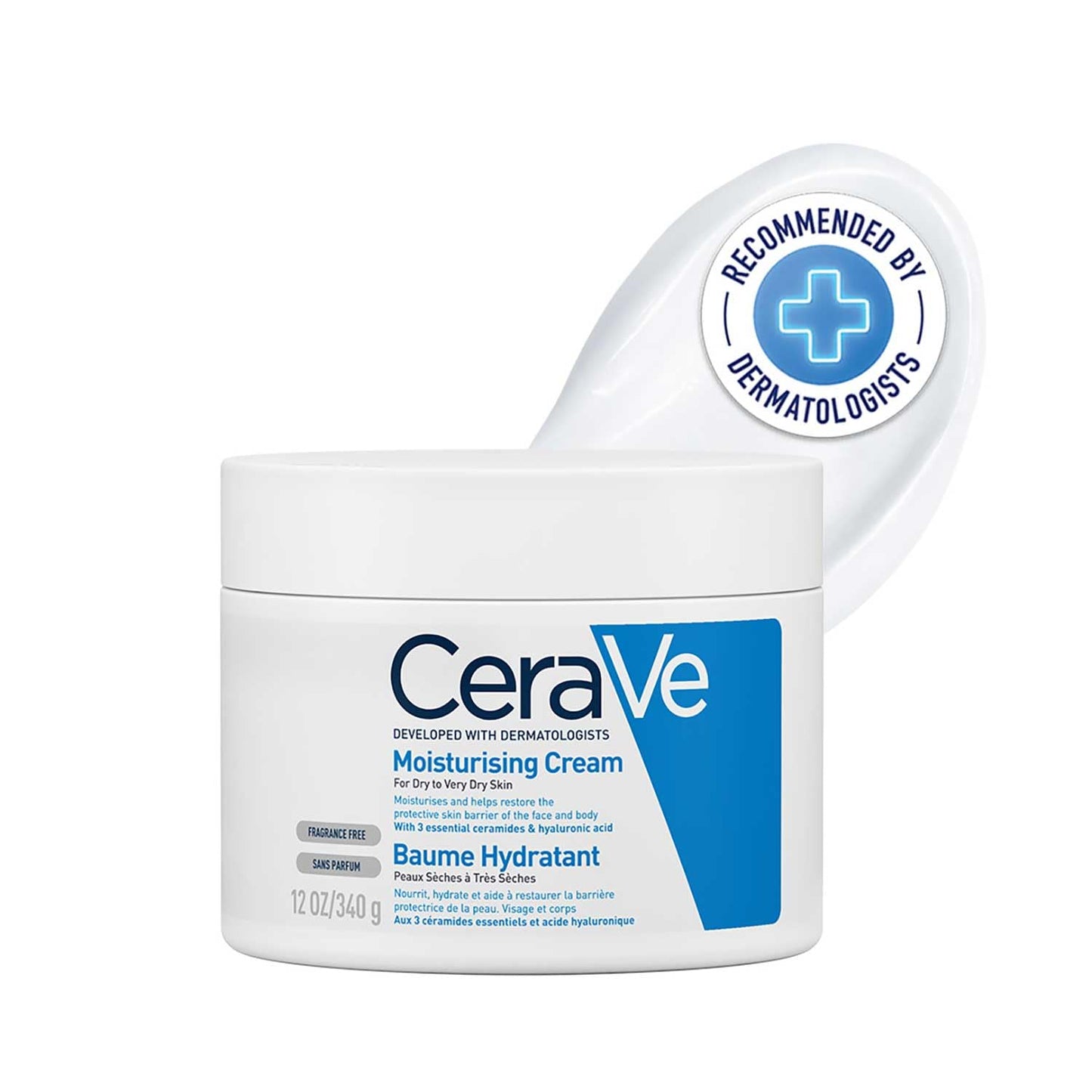 CeraVe Moisturizing Cream for Dry Skin - 340g, Fragrance-Free, Hypoallergenic & Non-Comedogenic