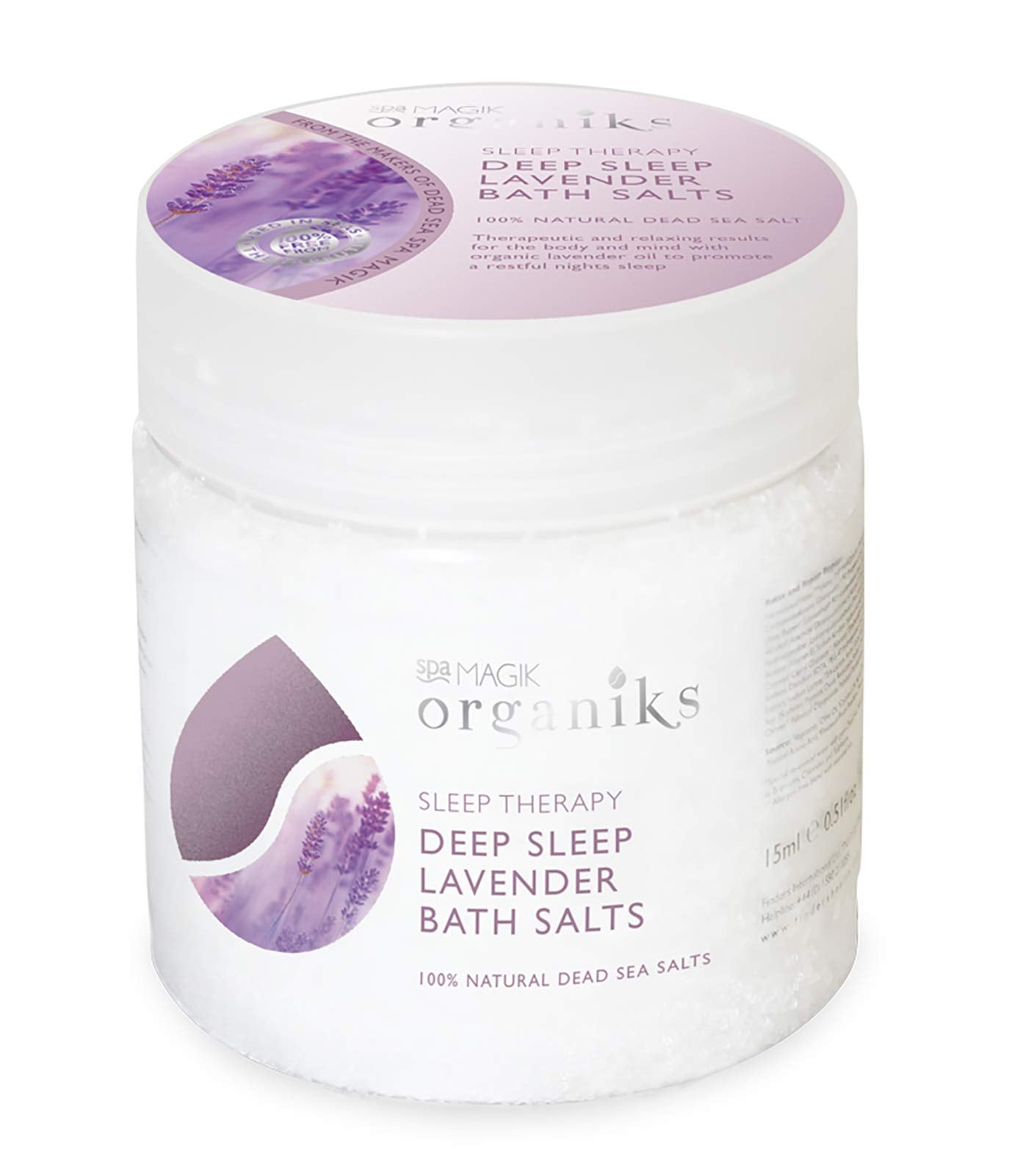 Dead Sea Spa Magik Organiks Deep Sleep Lavender Bath Salts - Natural Relaxation & Hydration for Stress Relief