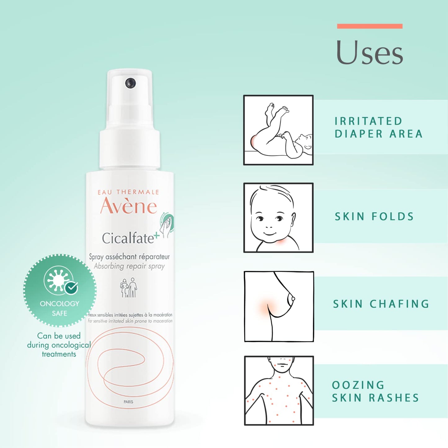 Avene Cicalfate+ Absorbing Soothing Spray for Sensitive Skin - 3.38 fl oz, Dermatologically Tested