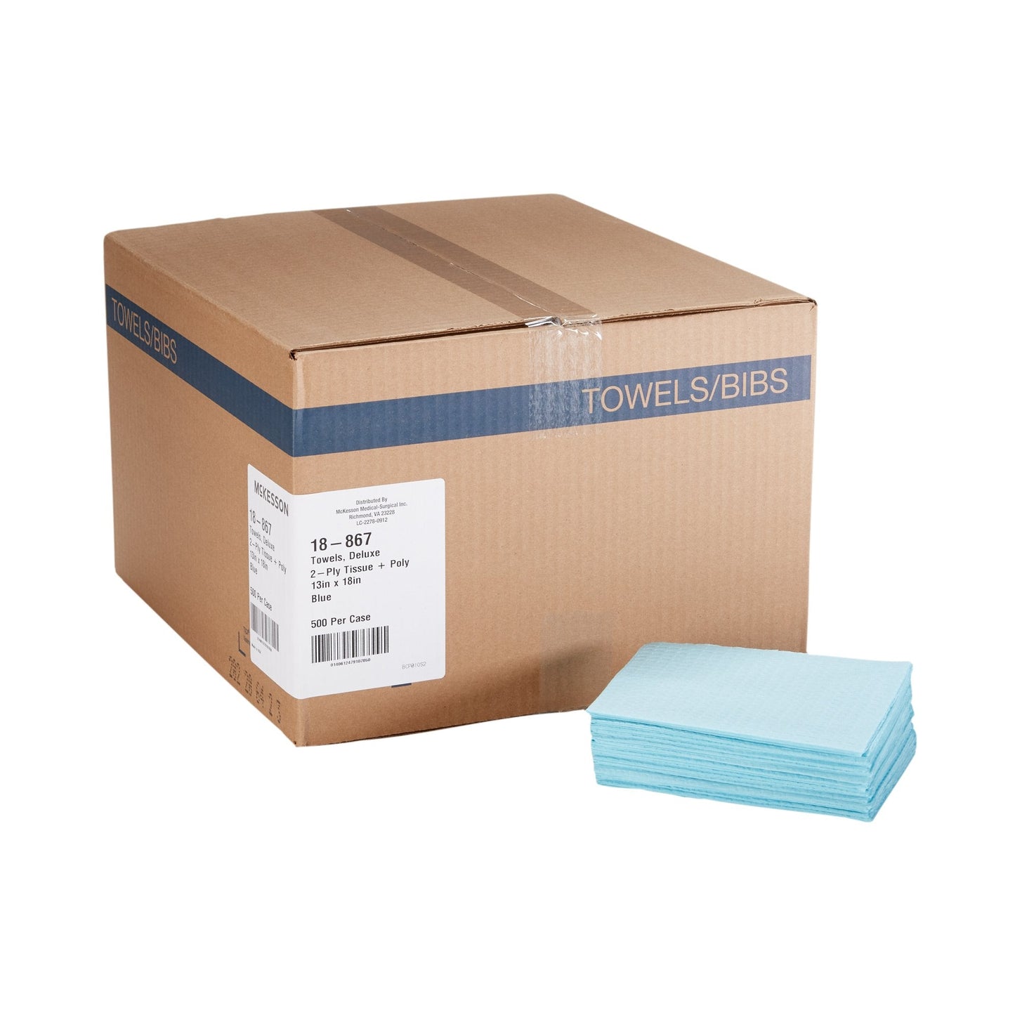 McKesson Nonsterile Blue Procedure Towels, 13 x 18 Inch 18-867