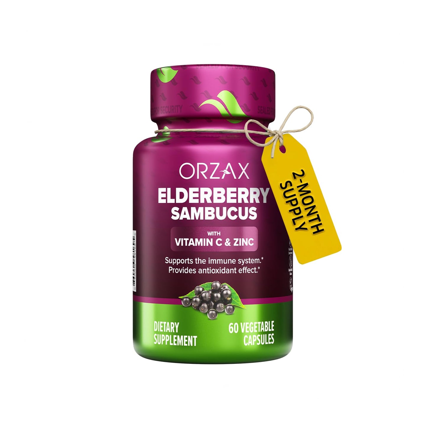 Orzax Immune Support Dietary Supplement Syrup - Sambucus Nigra, Vitamin C, Zinc for Kids & Adults