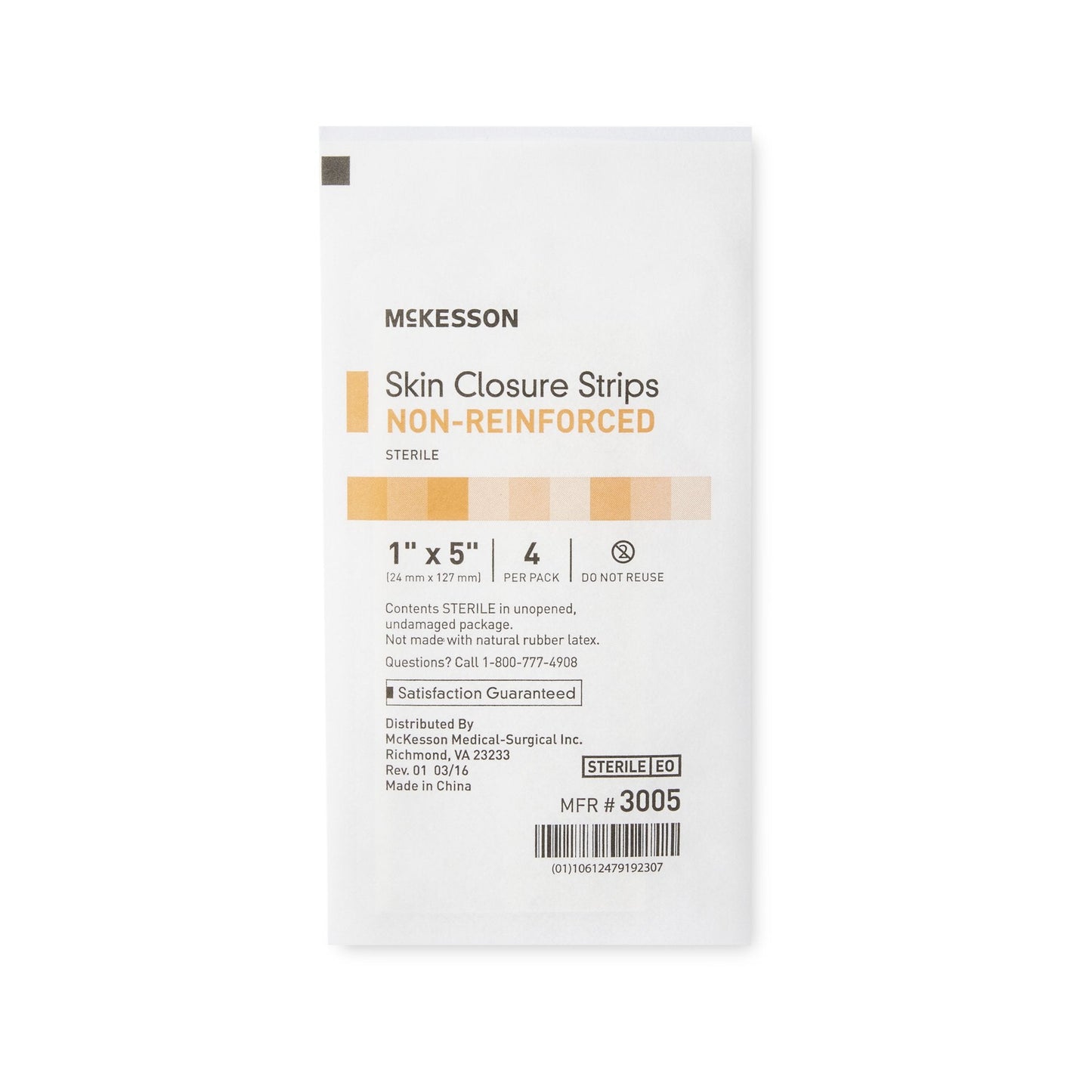 McKesson Non-Reinforced Skin Closure Strip, 1 x 5 Inch 3005