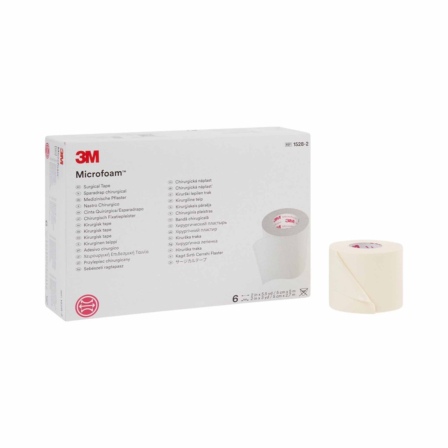 3M™ Microfoam™ Foam / Acrylic Adhesive Medical Tape, 2 Inch x 5-1/2 Yard, White 1528-2