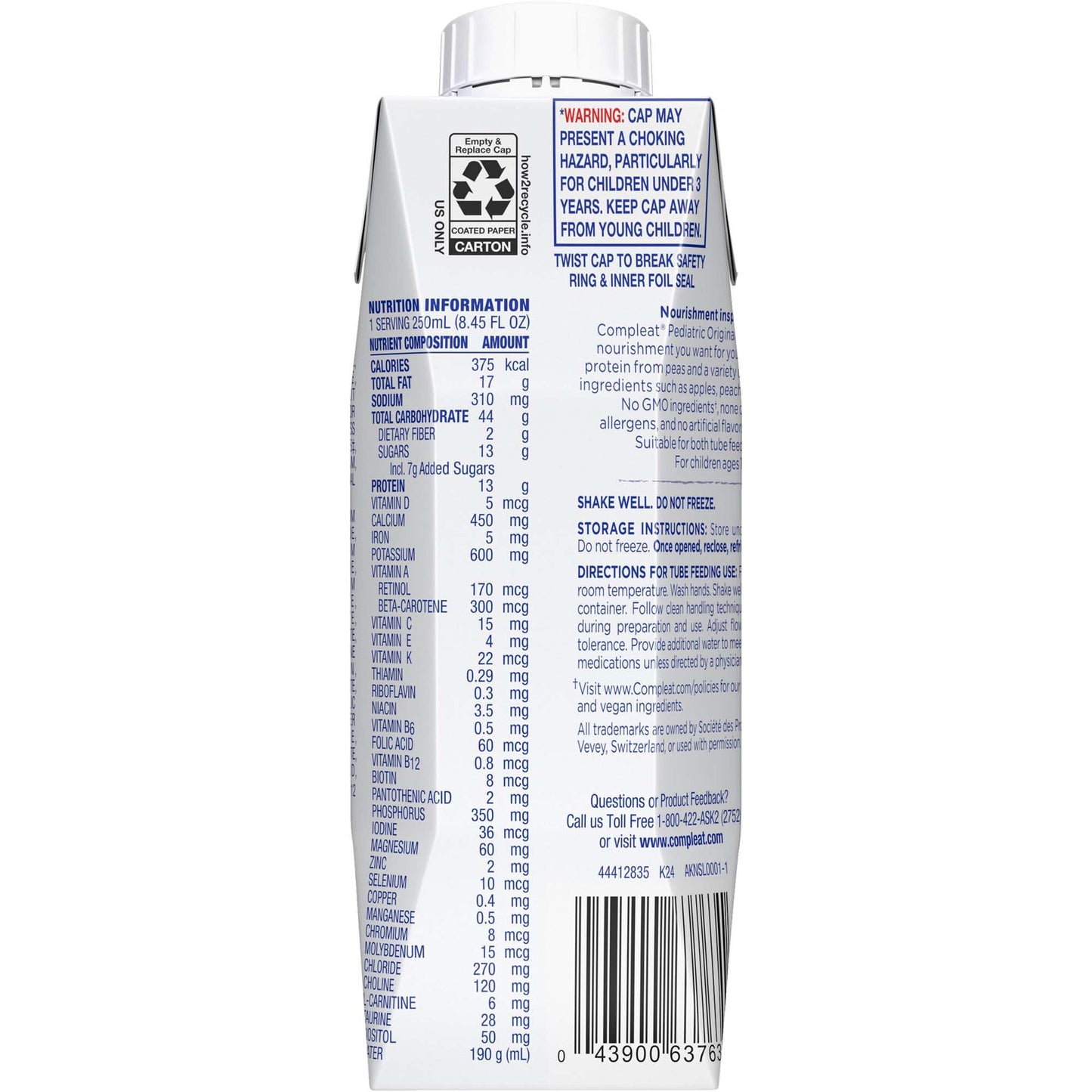Compleat® Pediatric Original 1.5 Fruit Medley, 8.45-ounce Reclosable Carton 00043900567310