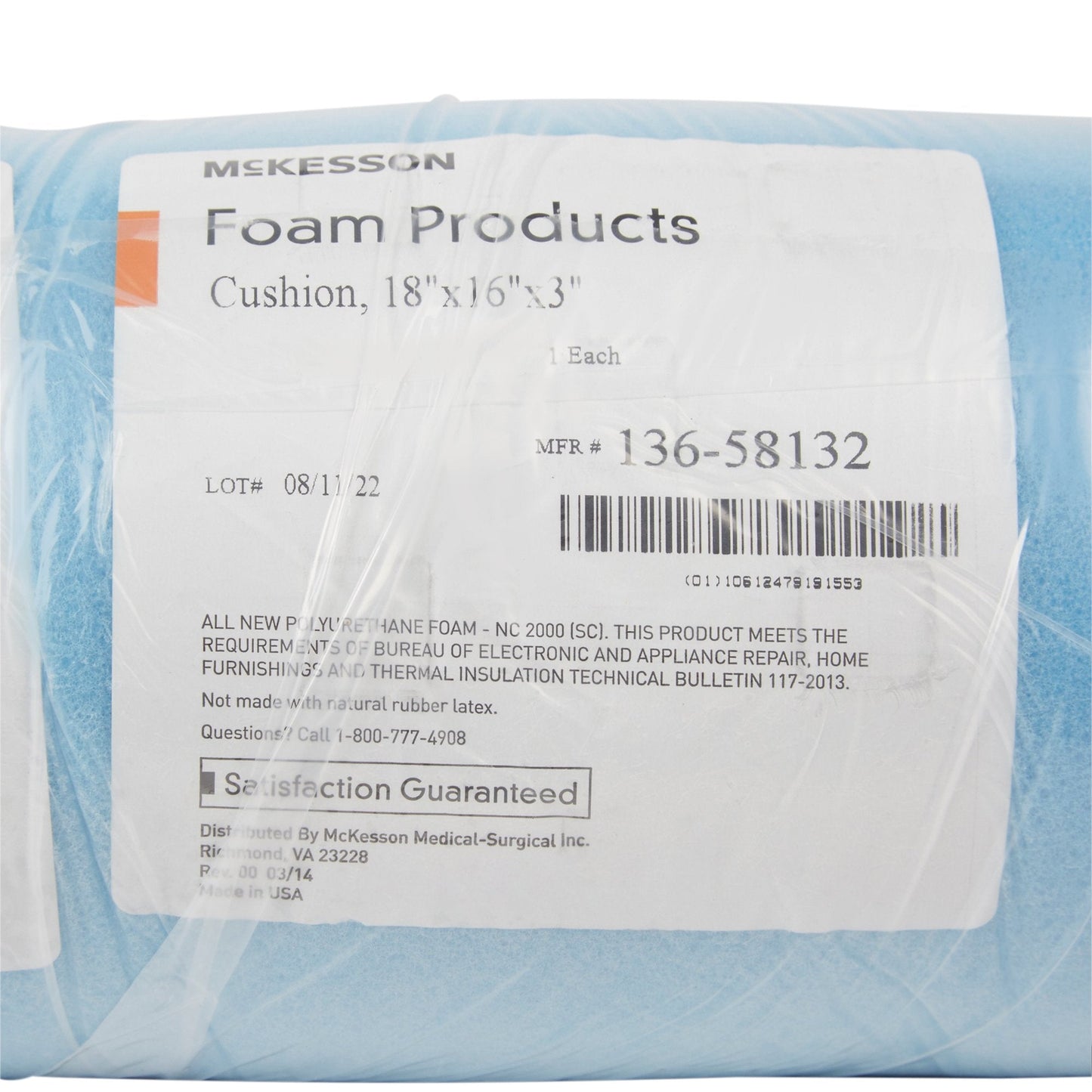 McKesson Seat Cushion, 18 W X 16 D X 3 H Inch 136-58132