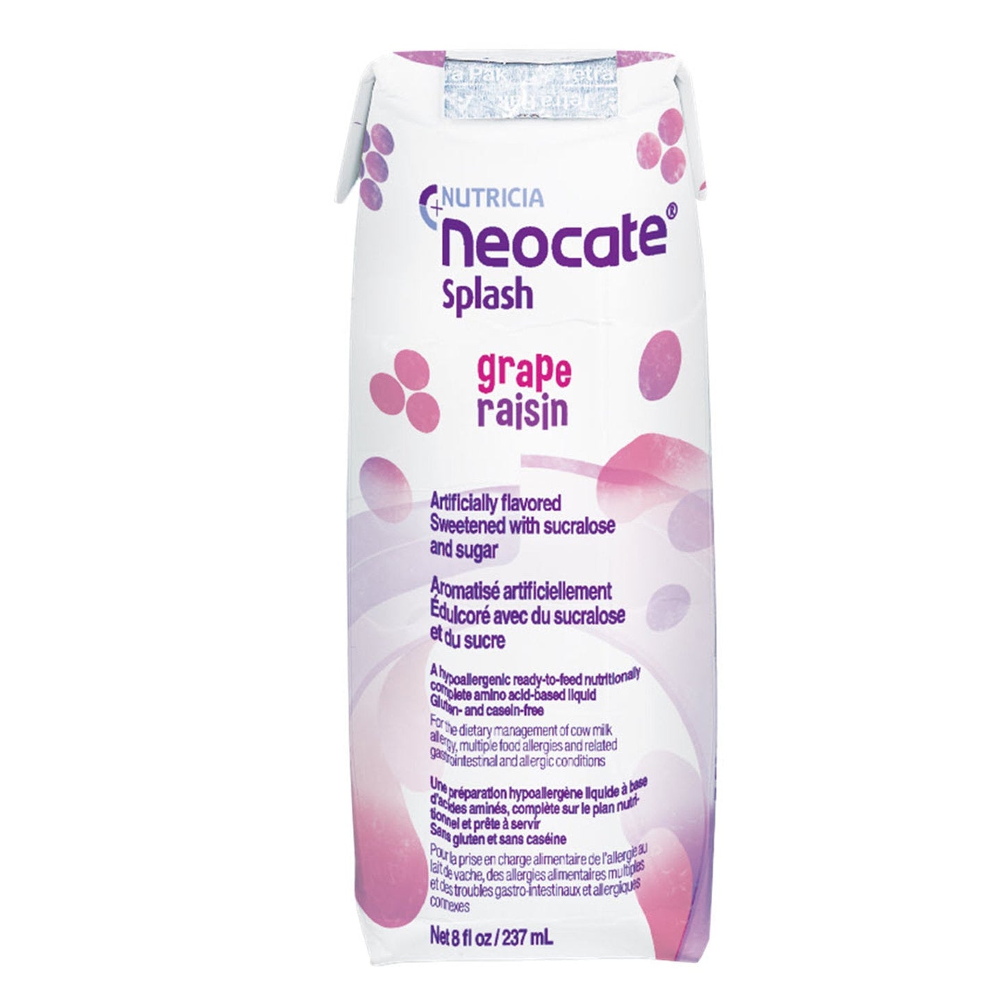 Neocate® Splash Amino Acid–based Liquid, Grape Raisin, 8-oz carton 122435