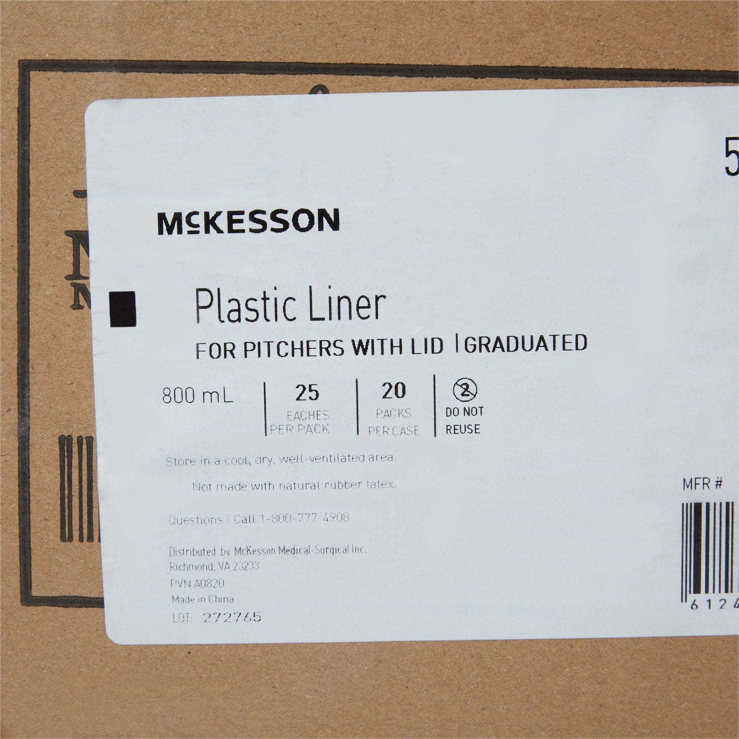 McKesson Plastic Liner for Plastic Pitchers with Lids 56-80528