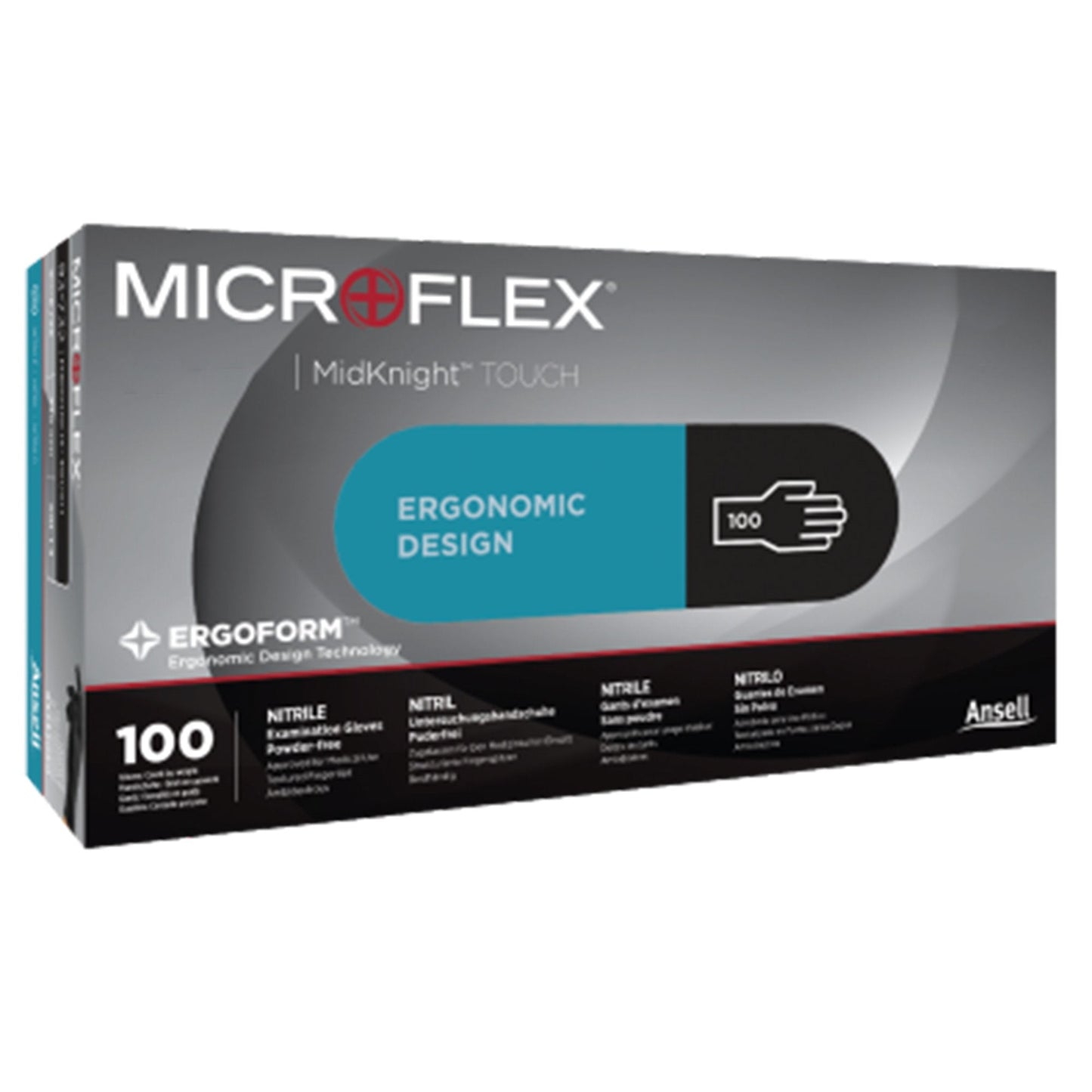 Microflex® MidKnight™ Touch 93-733 Nitrile Exam Glove, Small, Black 93732070