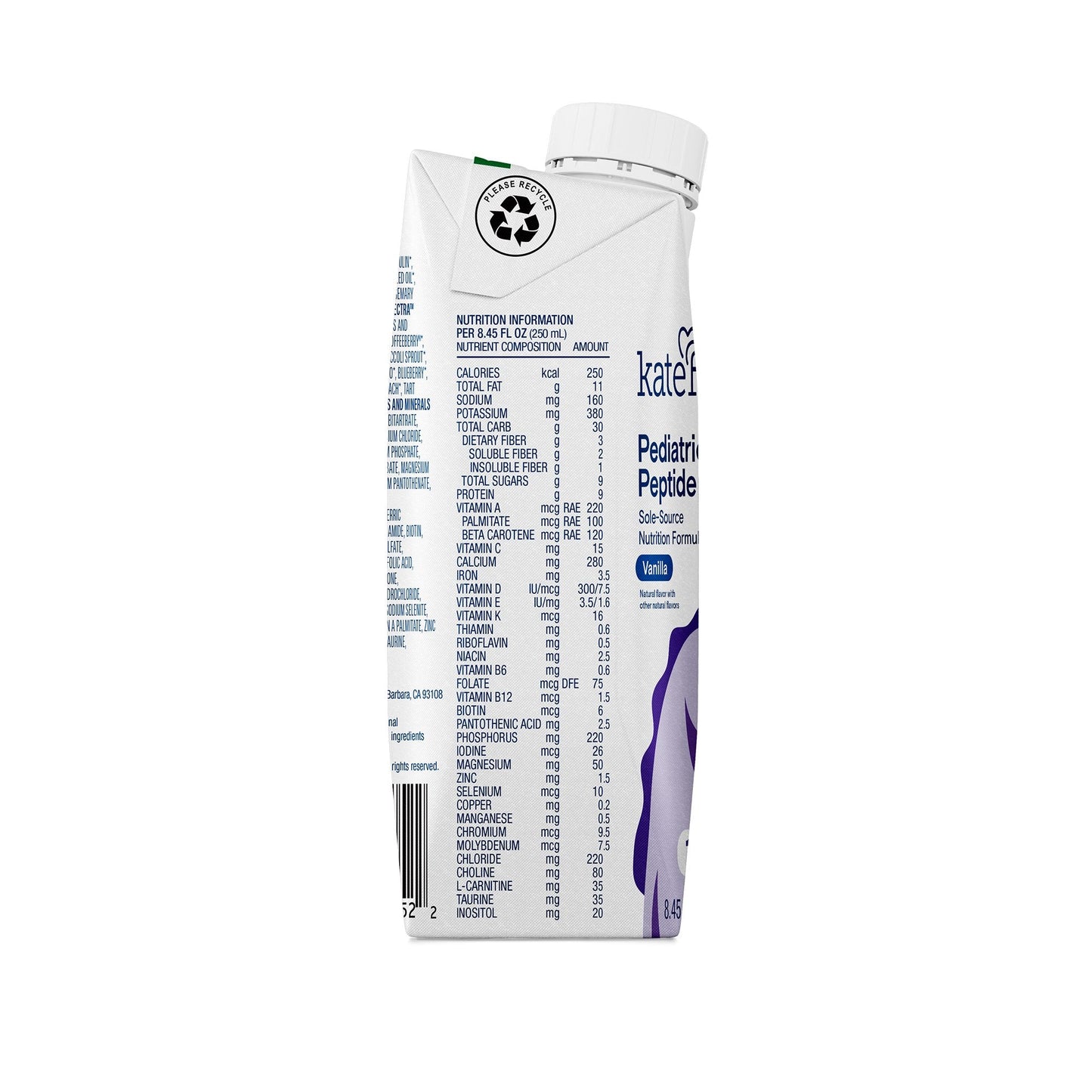 Kate Farms® Pediatric Peptide 1.0 Sole-Source Nutrition Formula, Vanilla 8.45-oz 811112030539