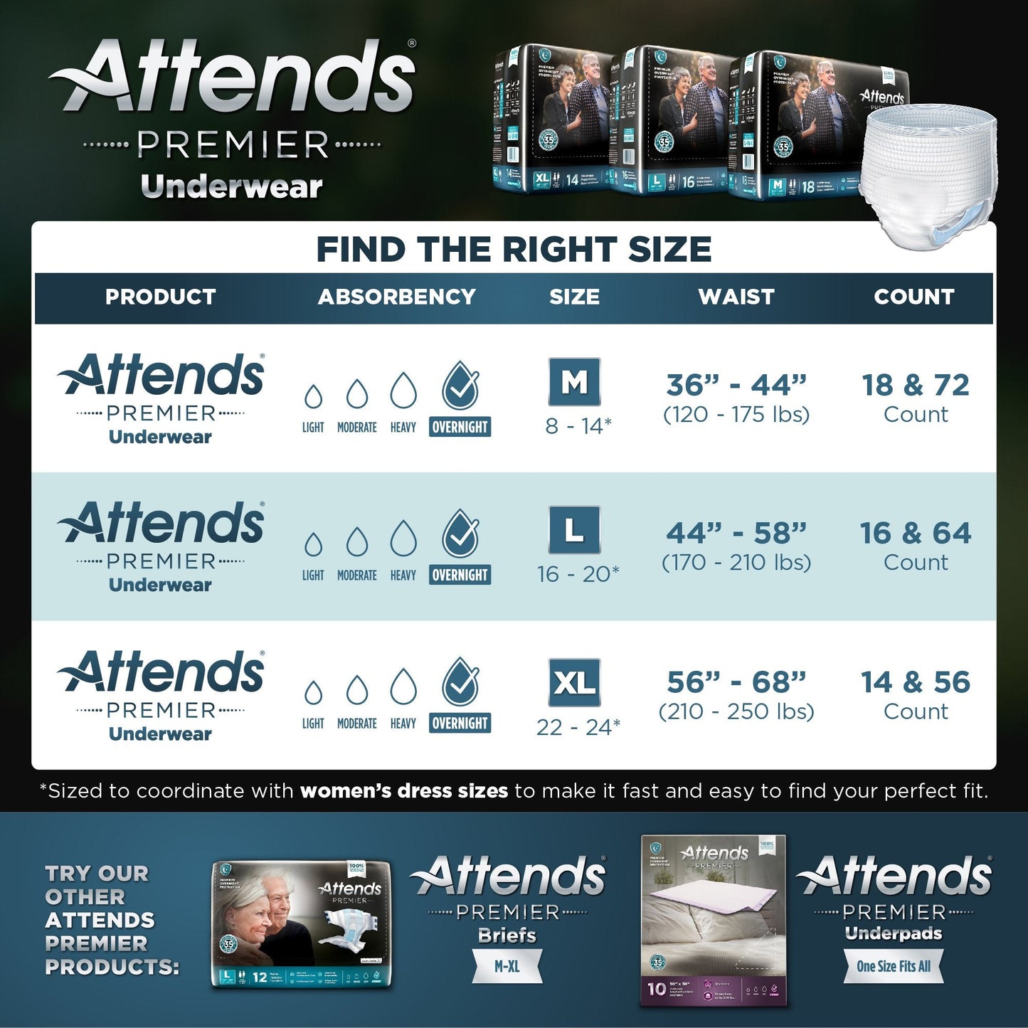 Attends® Premier Underwear, Medium ALI-UW20