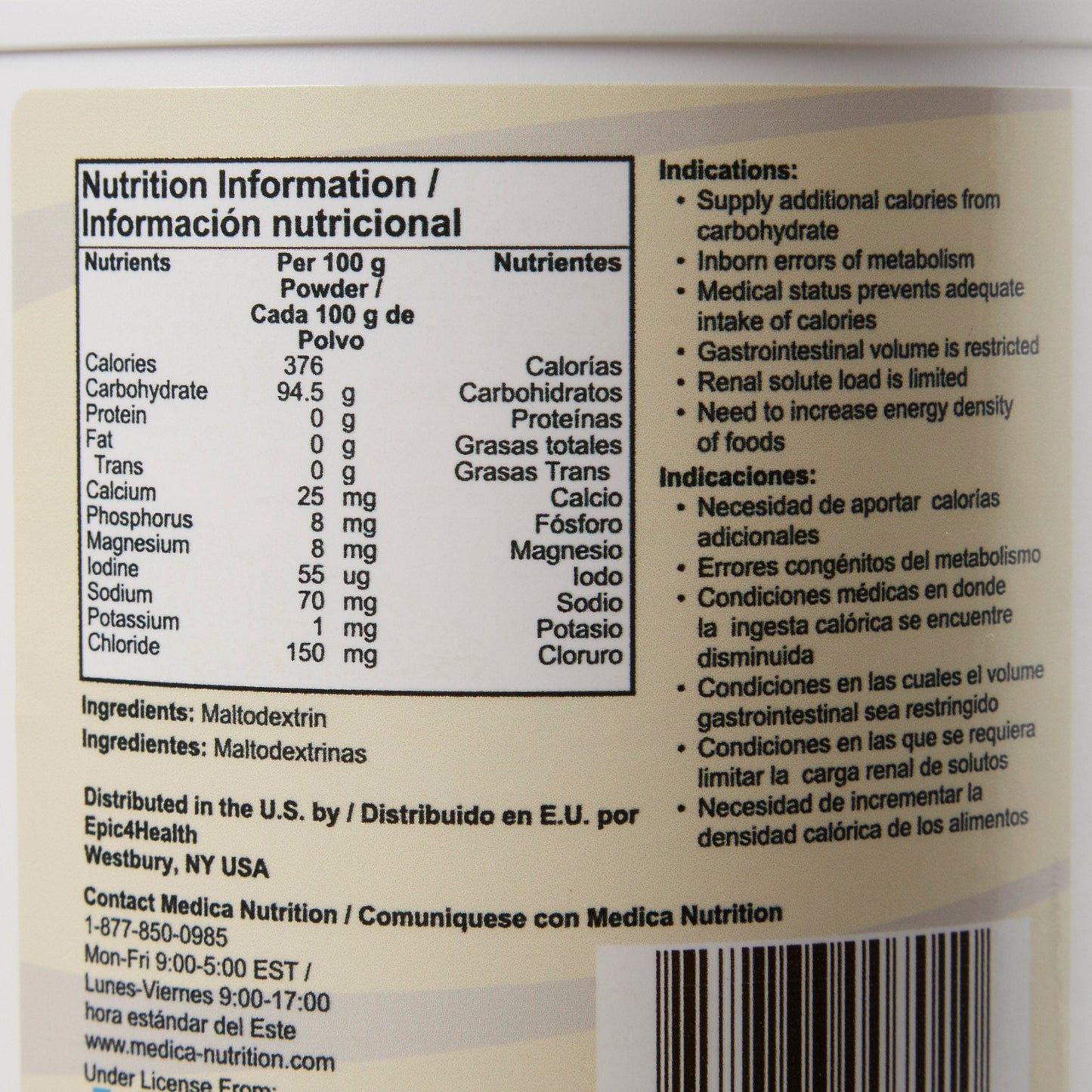 SolCarb® Soluble Form of Powdered Carbohydrate, 454 Gram Jar 7001-N