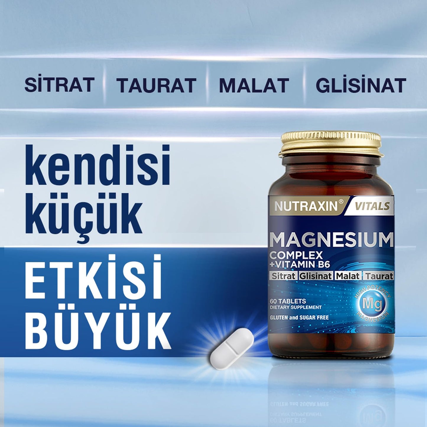 Nutraxin Magnesium Complex 60 Tablet - Comprehensive Magnesium Supplement with Vitamin B6