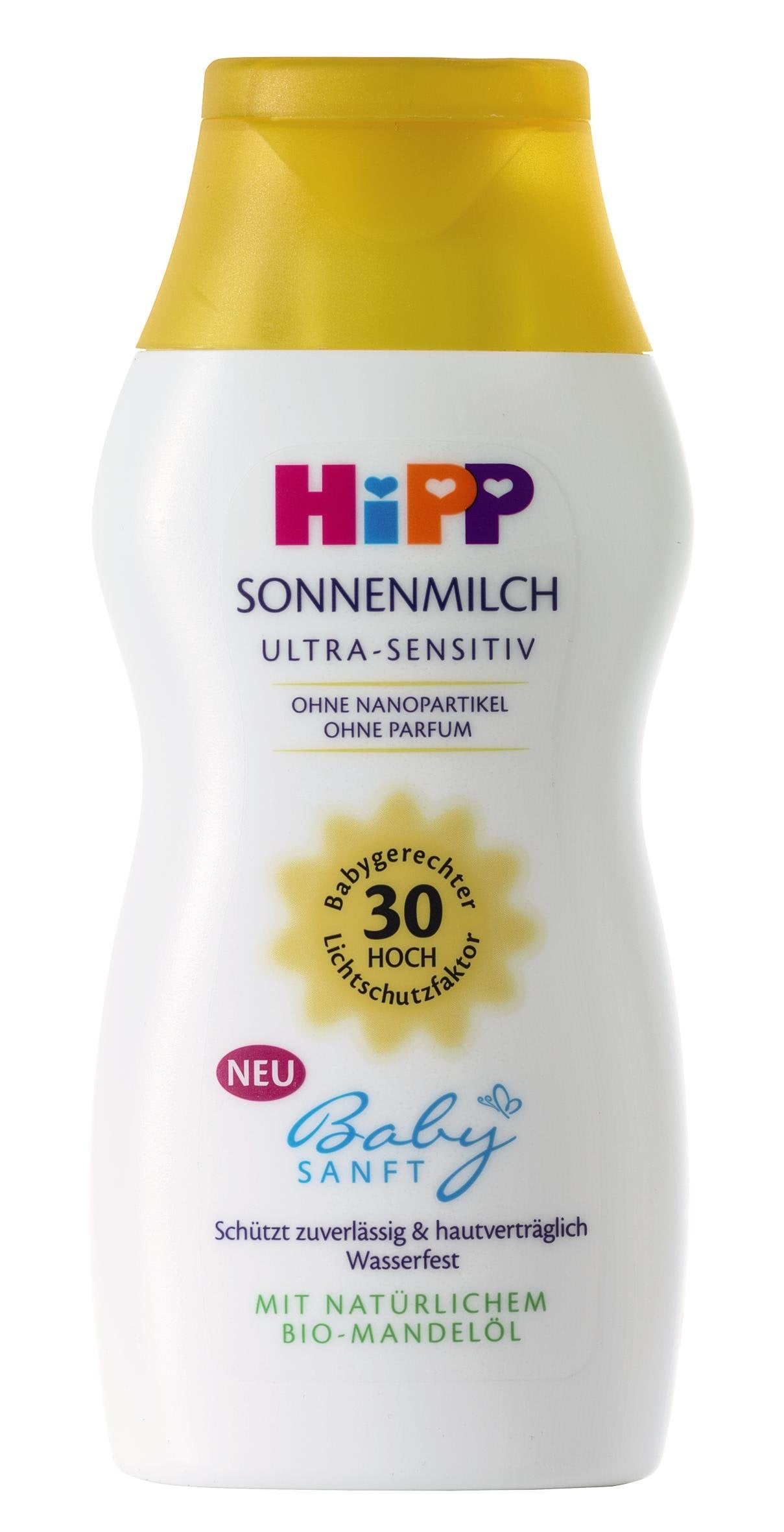 Hipp Babysanft Baby Sunscreen Lotion SPF 30 - Fragrance-Free, Hypoallergenic & Waterproof Protection for Sensitive Skin