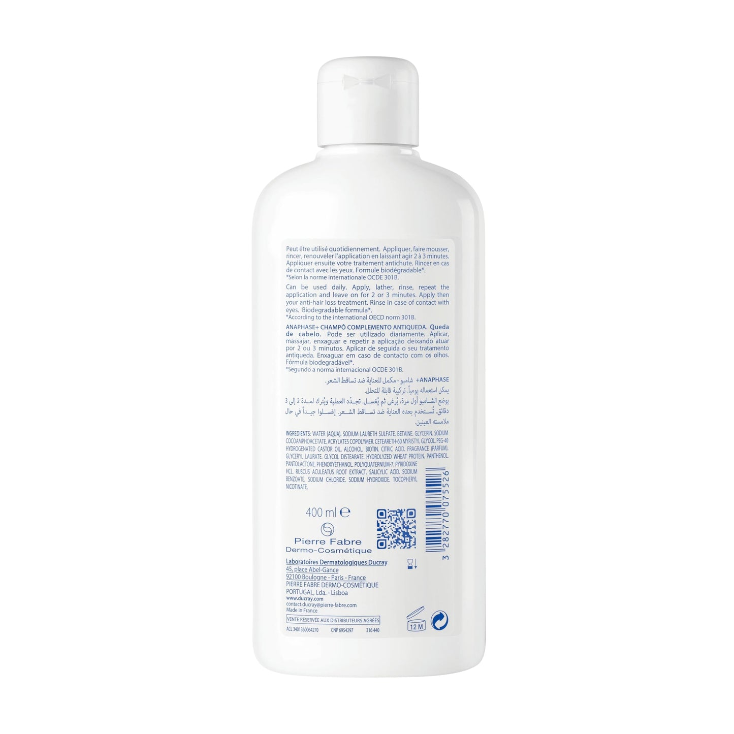 Ducray Anaphase+ Anti-Hair Loss Shampoo - Strengthens Hair, Reduces Hair Loss, 13.53 fl oz