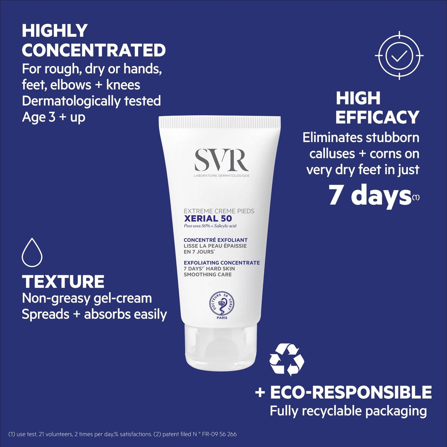 SVR Creme Pieds Xerial 30 - Intensive Foot Cream for Dry Feet with 30% Urea, Moisturizing & Soothing, 1.69 fl oz