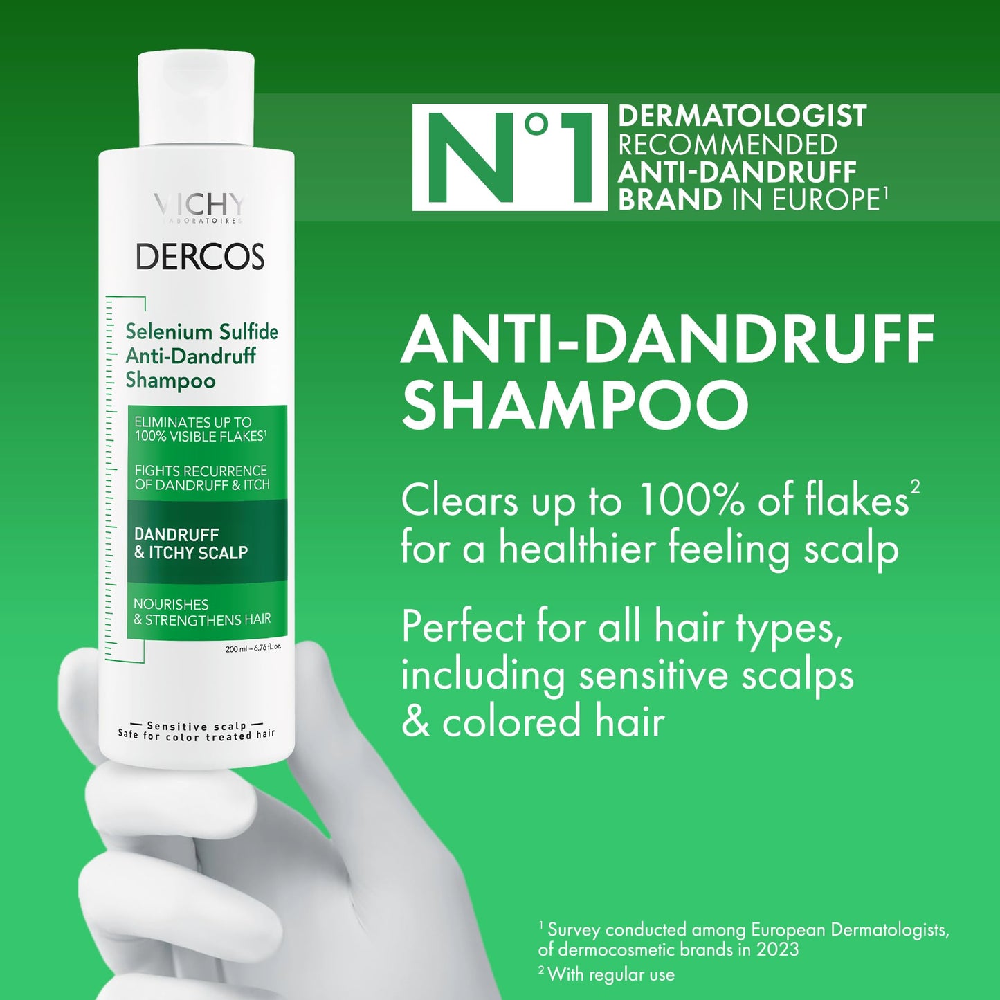 Vichy Dercos Anti-Dandruff Shampoo for Dry Hair - 500ml Refill, Dermatologically Tested, Paraben-Free