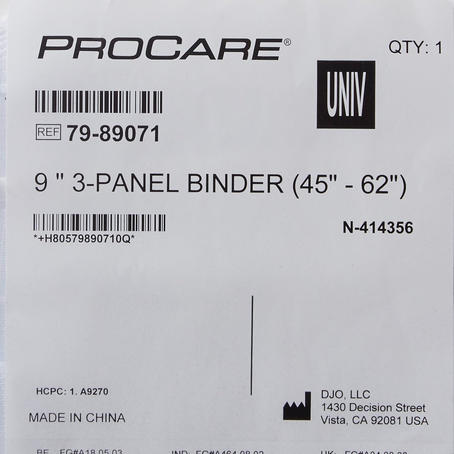 ProCare® 3-Panel Abdominal Support, One Size Fits 45 – 62 Inch Waists 79-89071