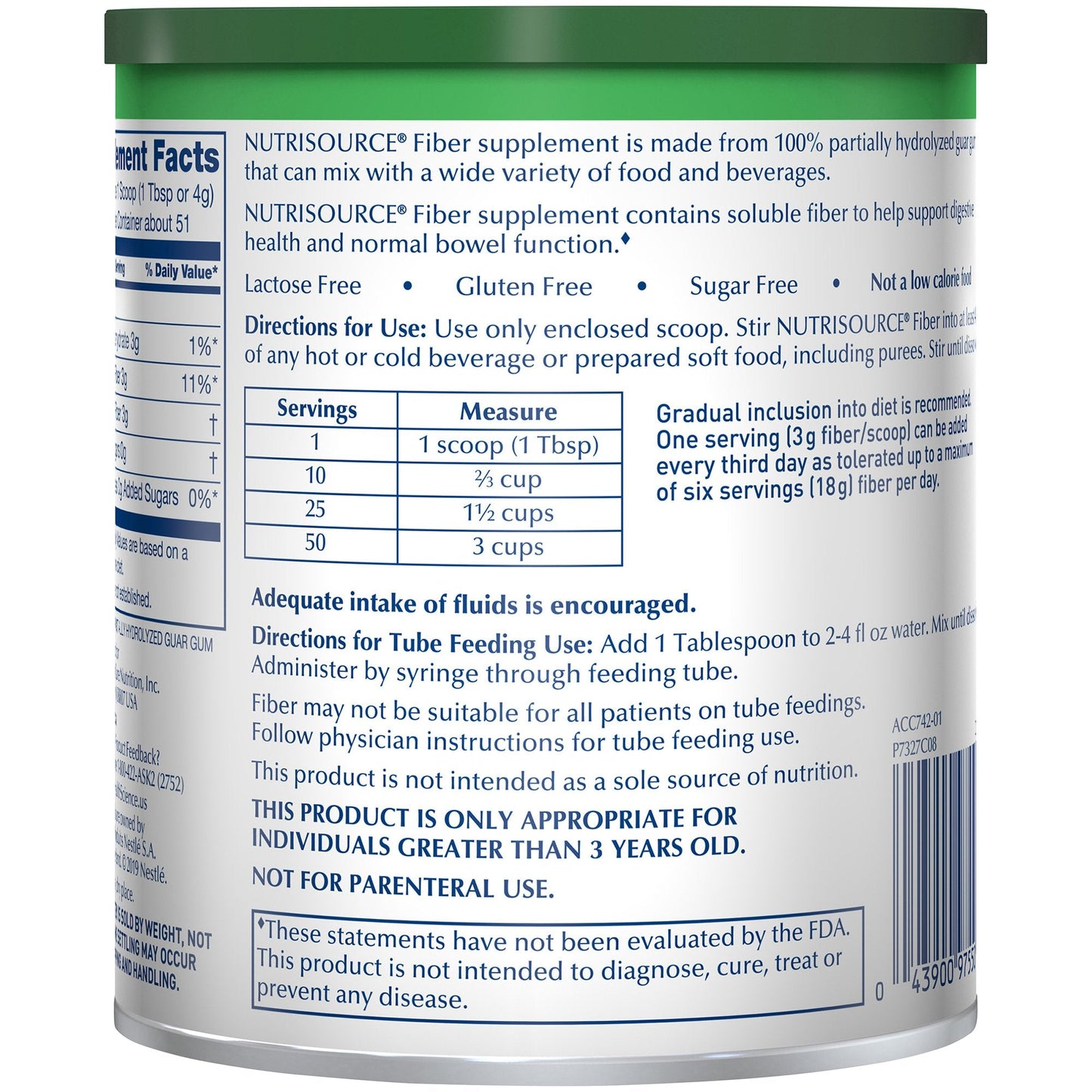 Nutrisource® Fiber Supplement, 7.2-ounce canister 10043900975518