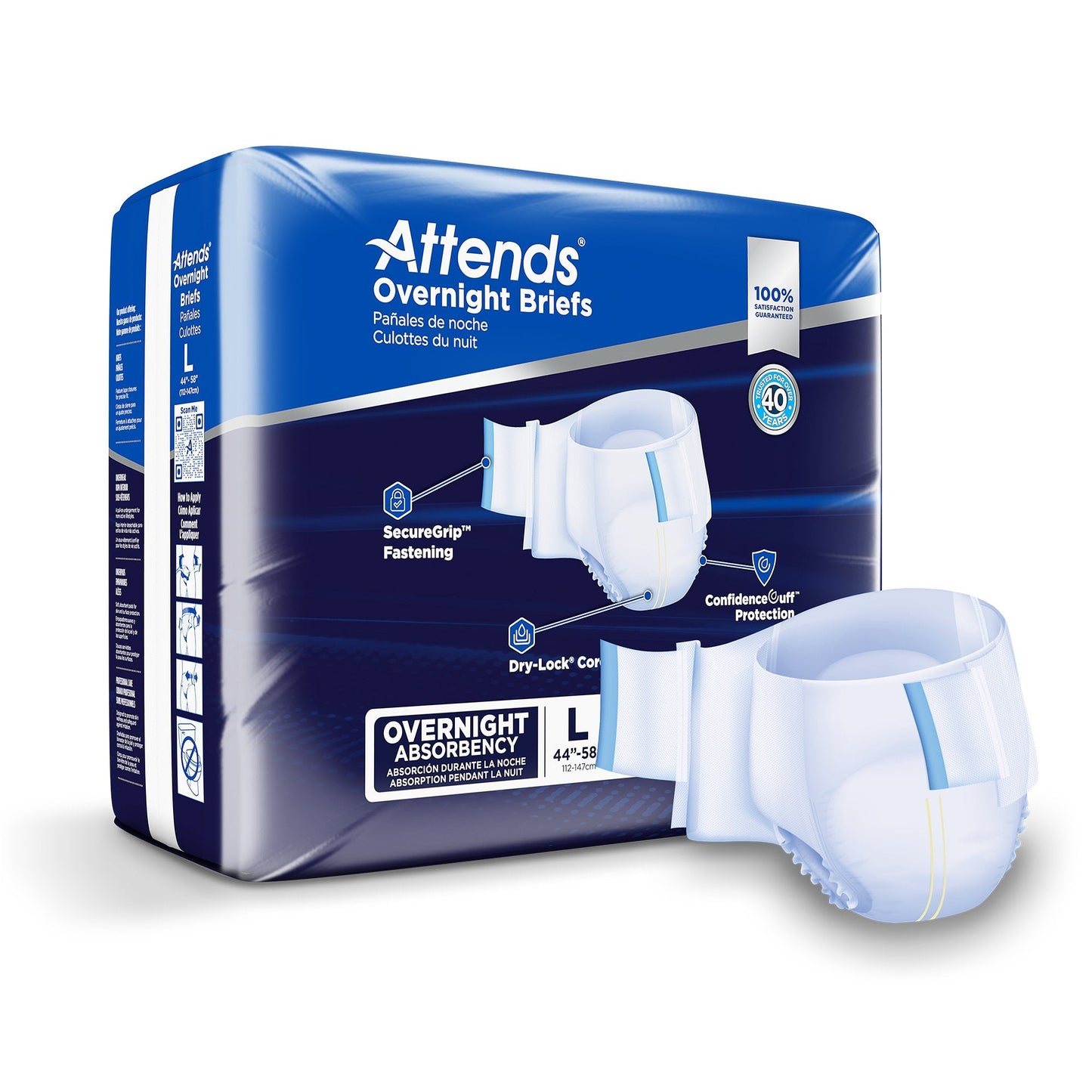 Attends® Briefs with Overnight Protection, Large DDEW30