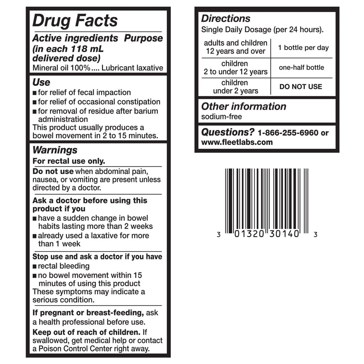 Fleet® Enema, 4.5-ounce Bottle 00132030140